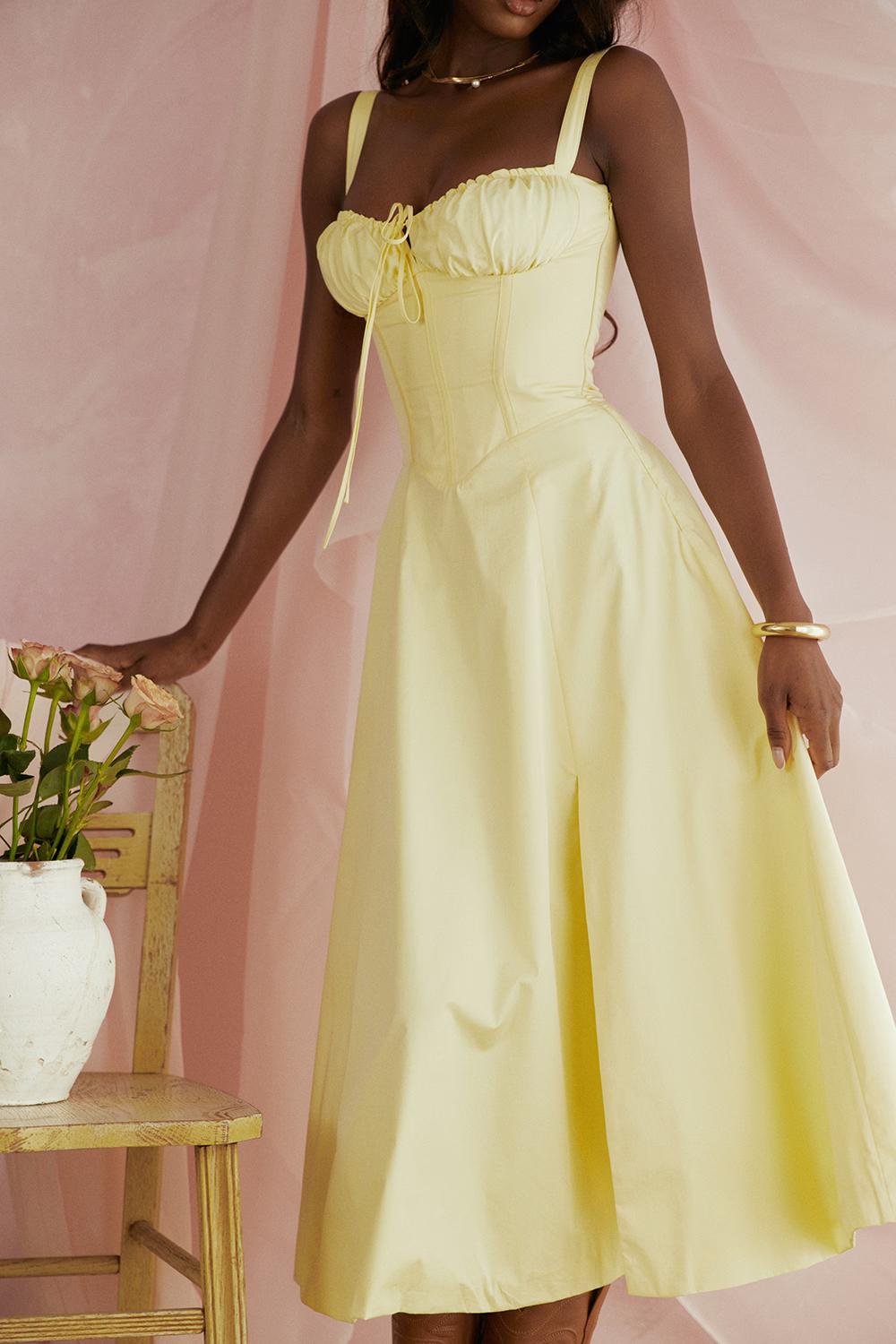 EUGENIE Pastel Yellow Bustier Sundress