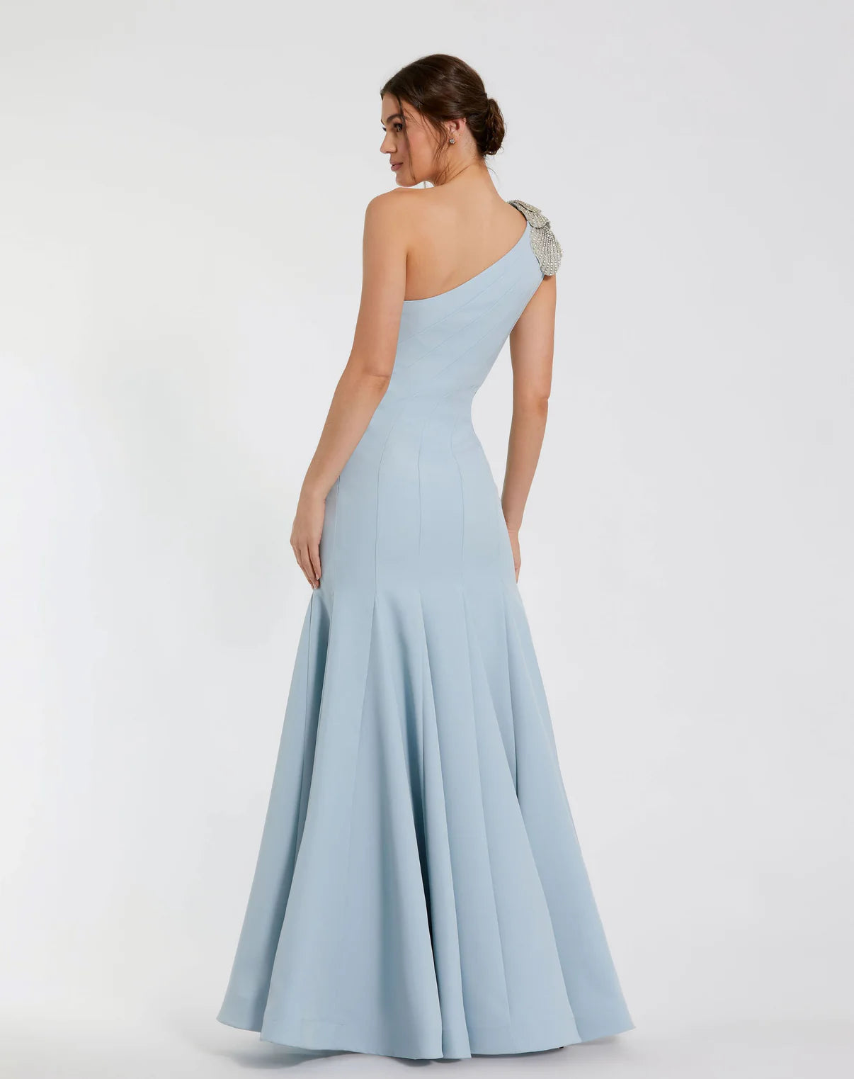 SERENITY BLOSSOM ONE-SHOULDER CREPE GOWN