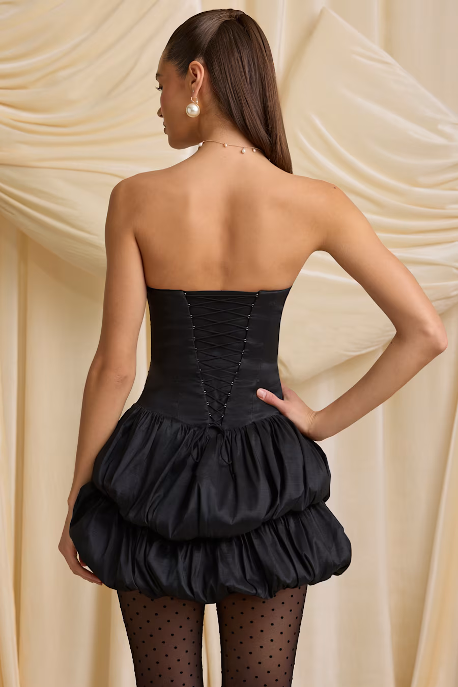 Hazel Layered Corset Mini Dress in BLACK