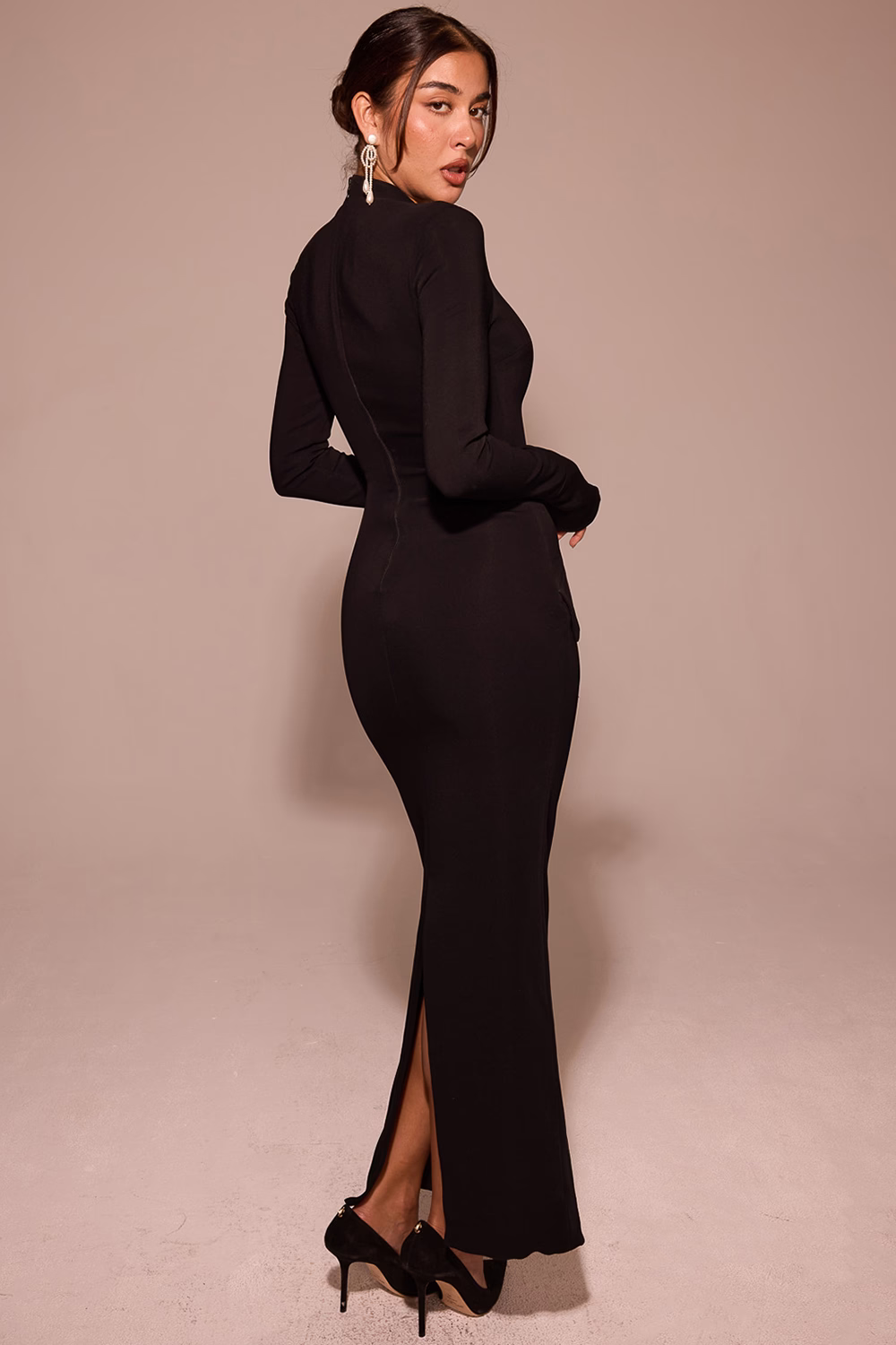 GISELLE Turtleneck Maxi Dress Black