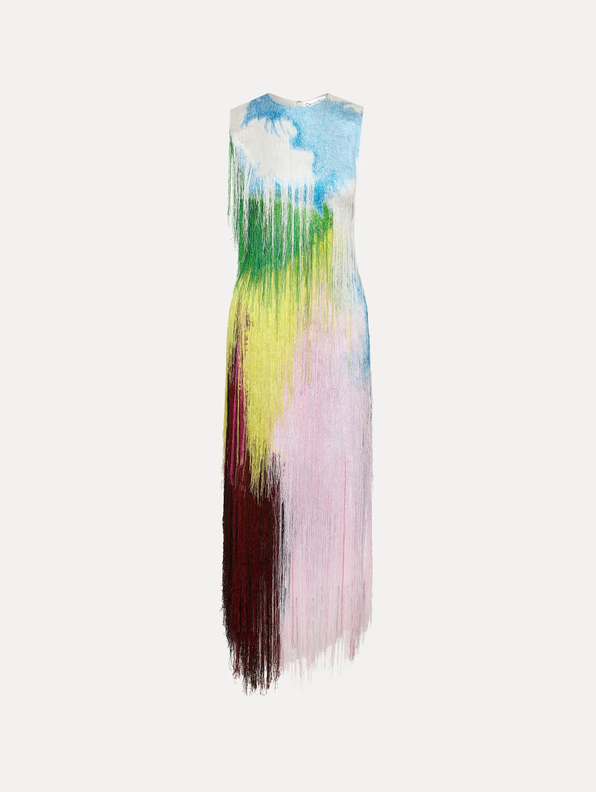 ARTISTIC WATERCOLOR FRINGE COCKTAIL MIDI DRESS