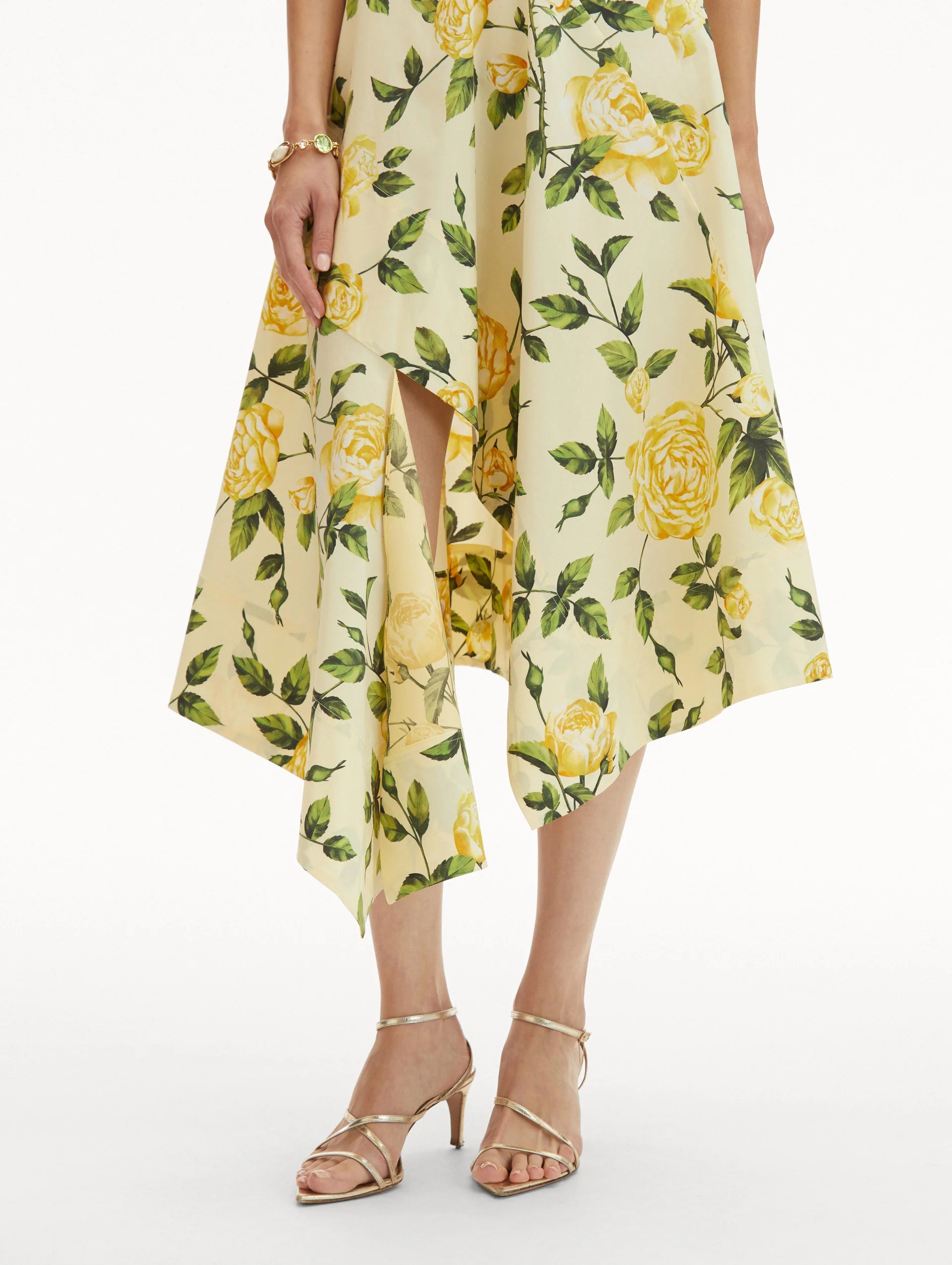 GARDEN ROSE ASYMMETRICAL MIDI DRESS