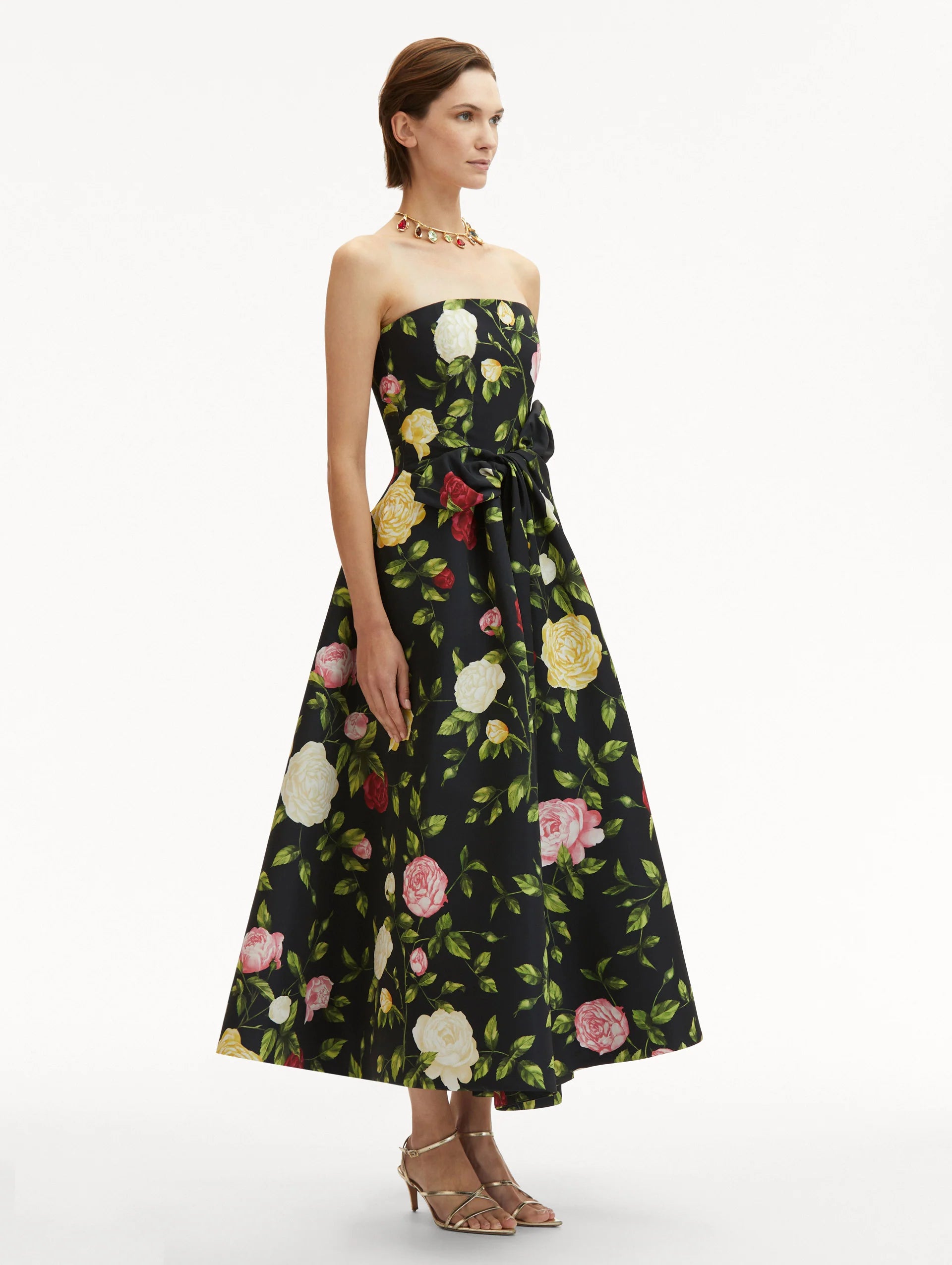 ROSEBUD TAFFETA MIDI DRESS