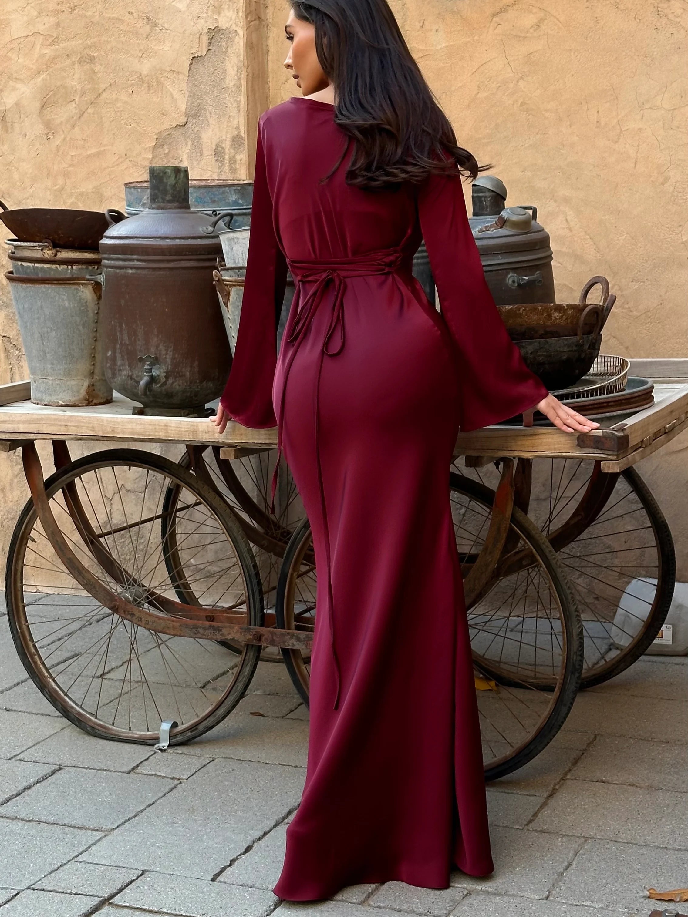 Papillon Long Sleeve Dress Wine