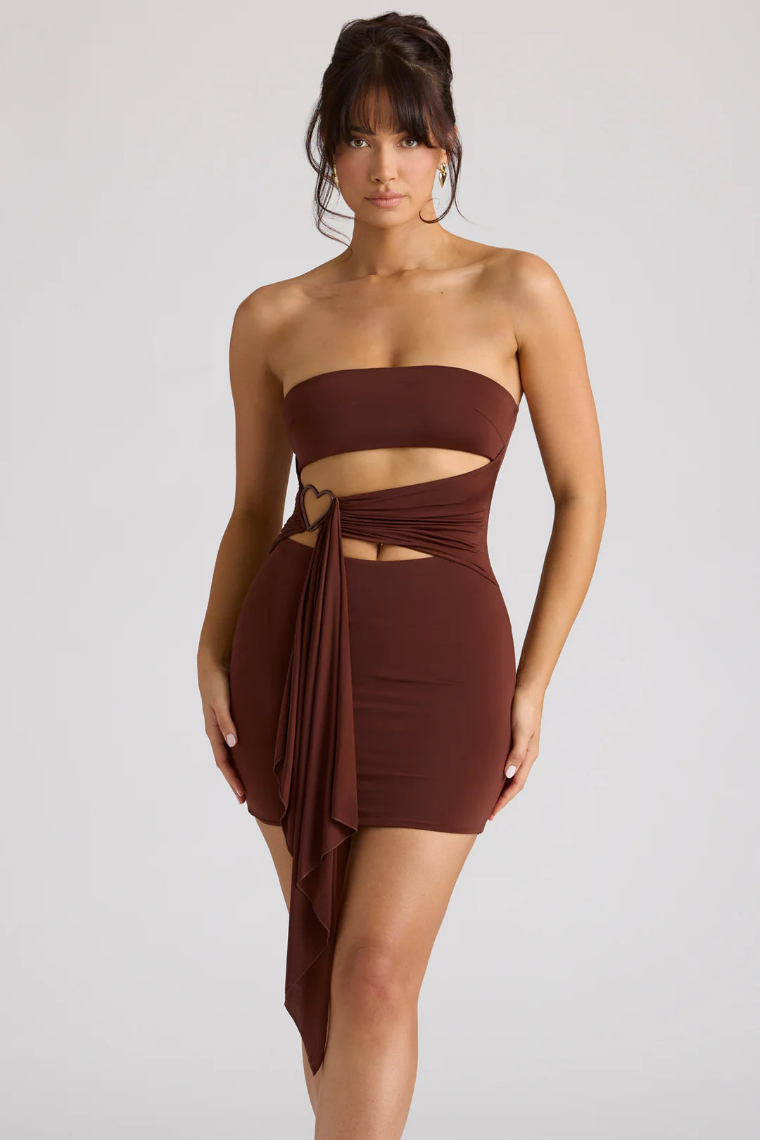 Diana Mini Dress in Chocolate Brown