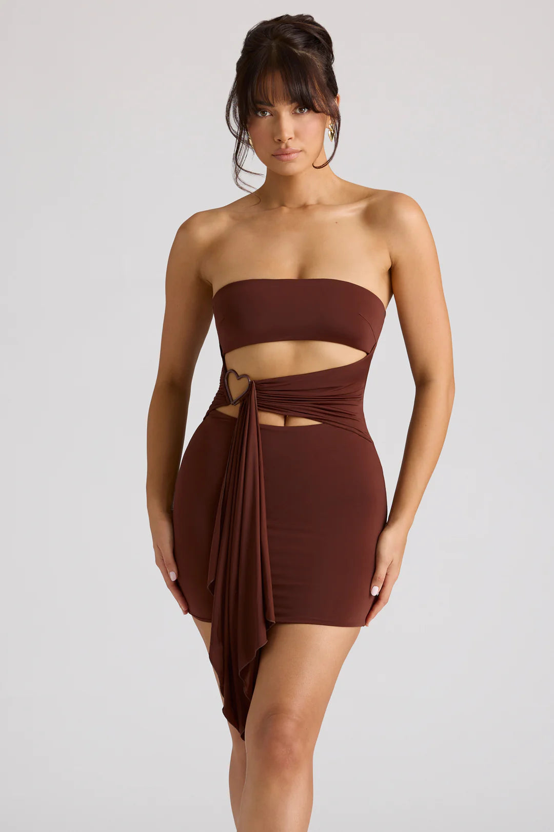 Diana Mini Dress in Chocolate Brown