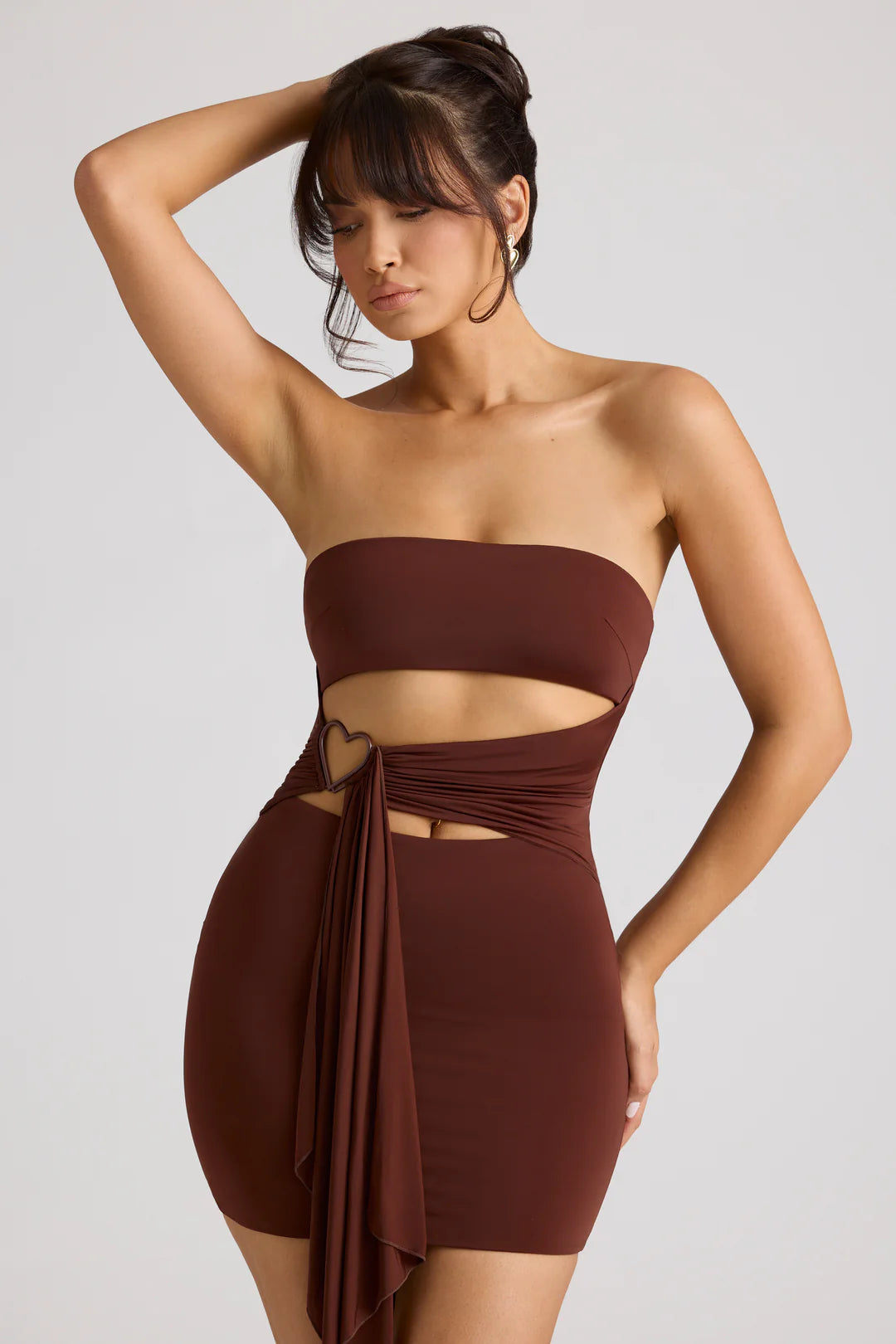 Diana Mini Dress in Chocolate Brown