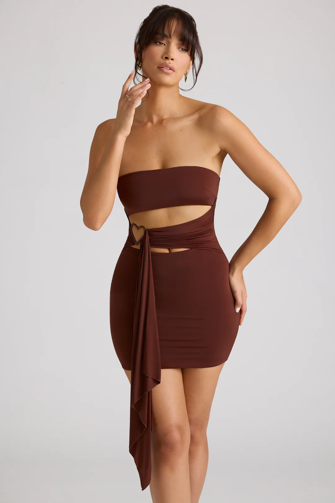 Diana Mini Dress in Chocolate Brown