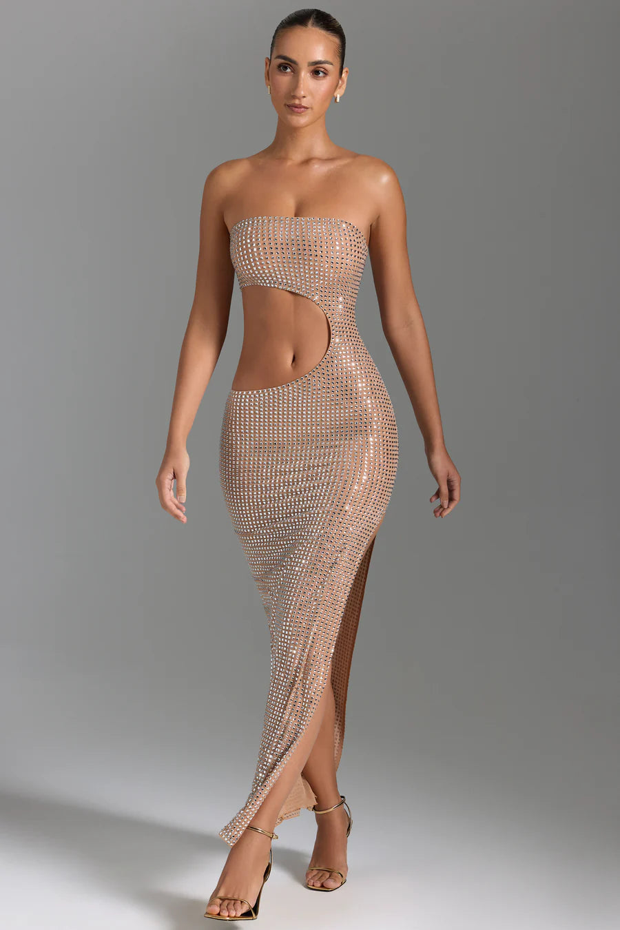 Fiona Embellished Cut-Out Maxi Dress HONEY