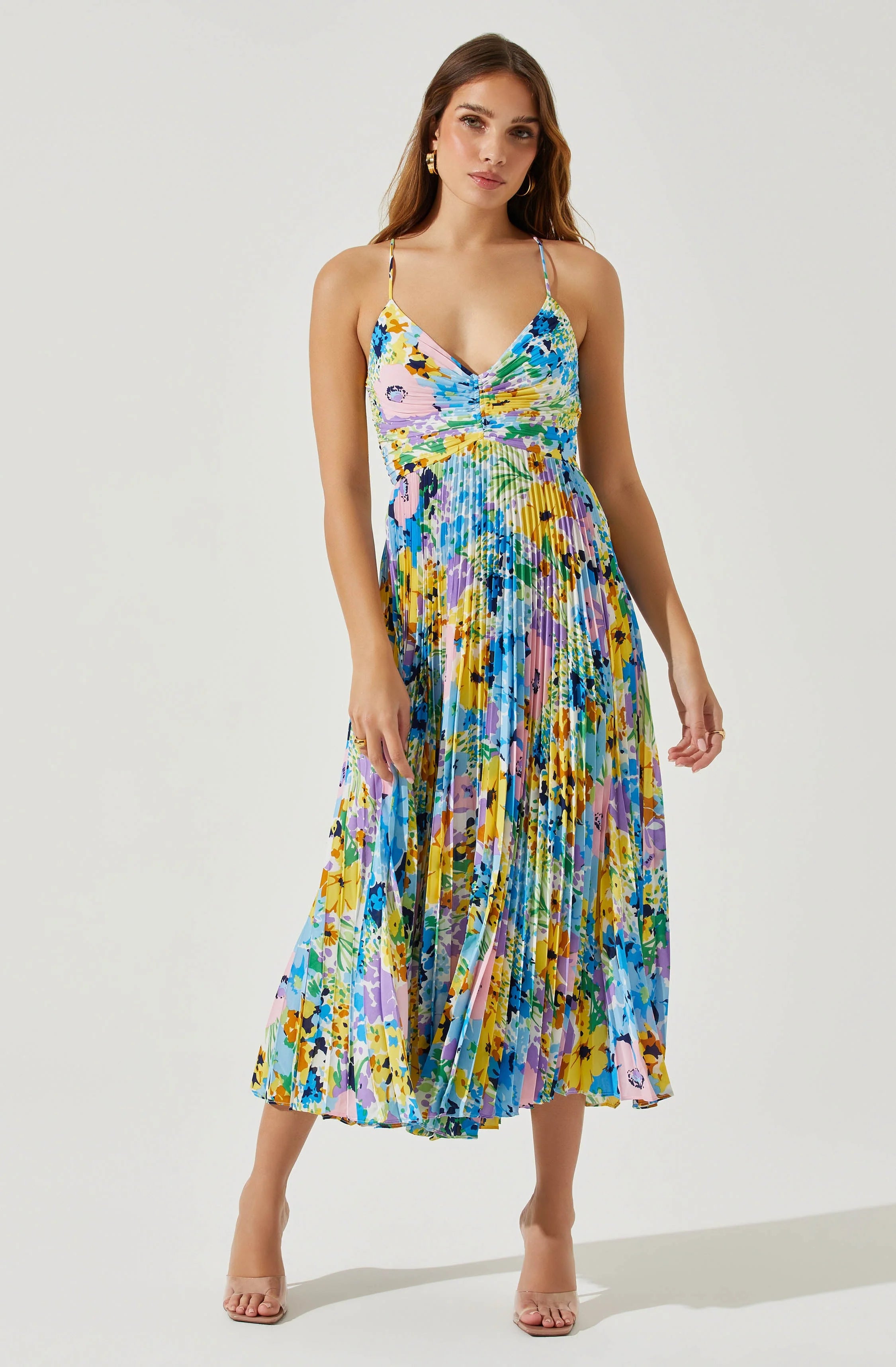 Sylviane Floral Plisse Midi Dress BRIGHT MULTI