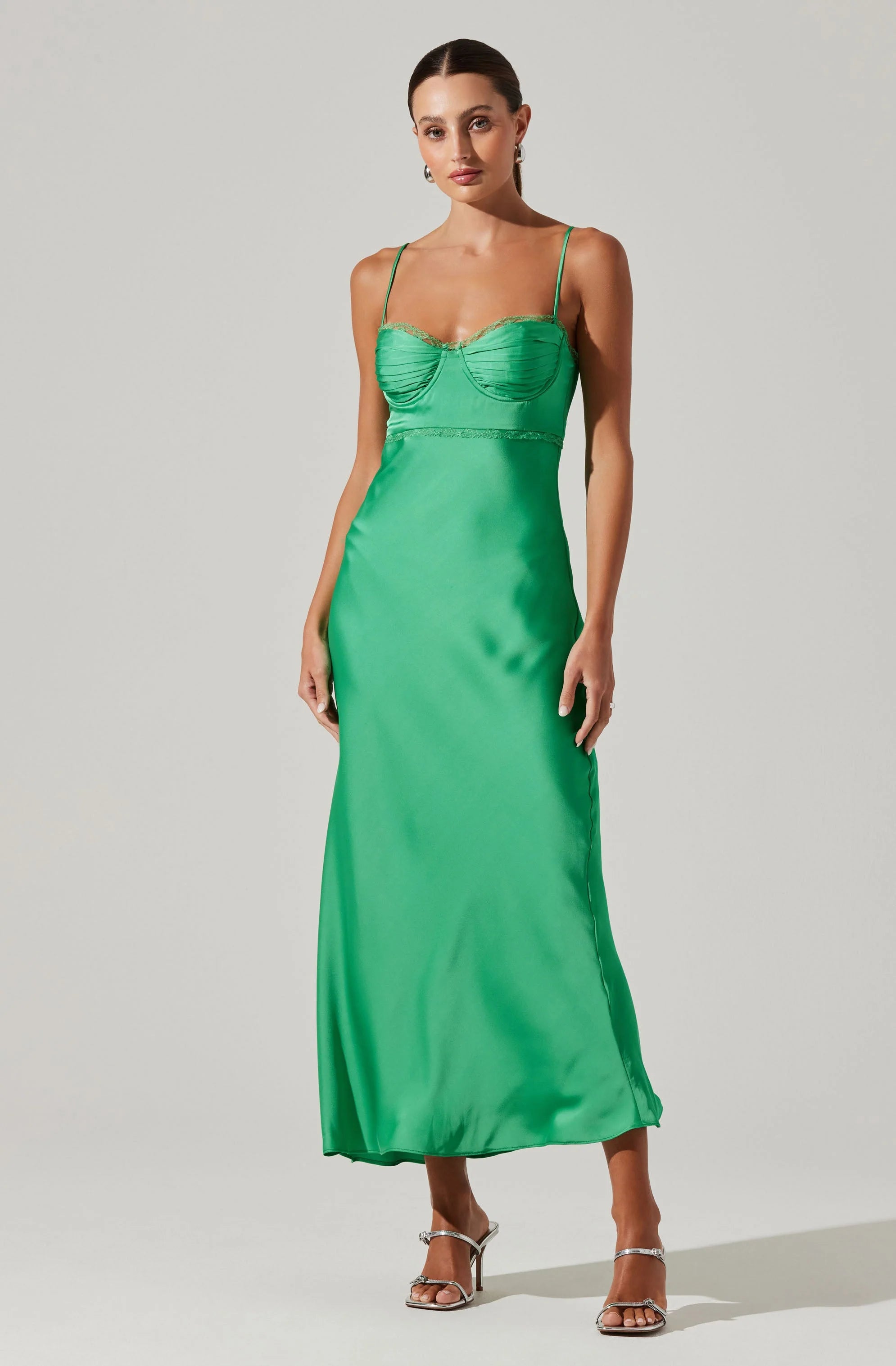 Adèle Satin Maxi Dress GREEN