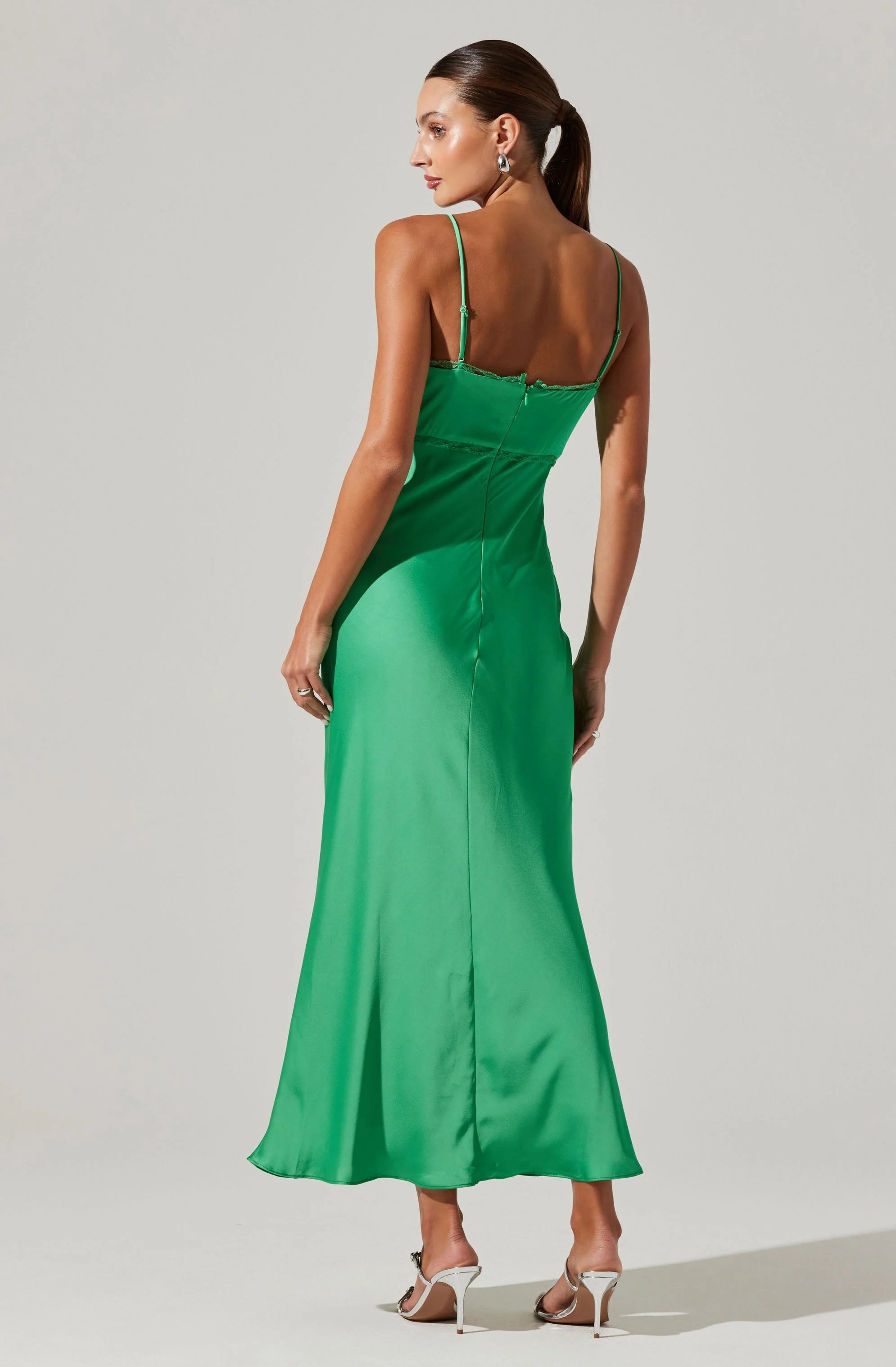 Adèle Satin Maxi Dress GREEN