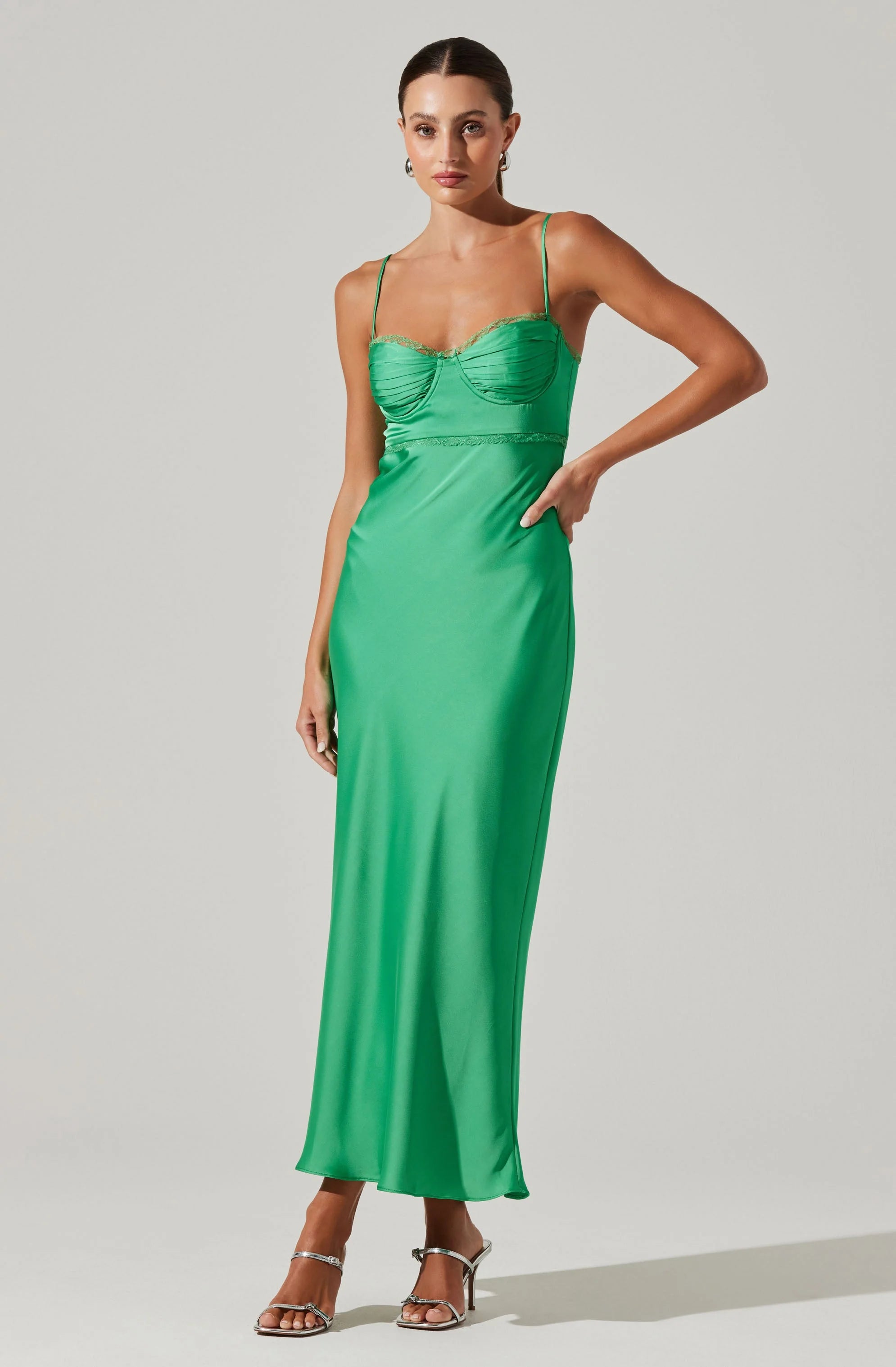 Adèle Satin Maxi Dress GREEN