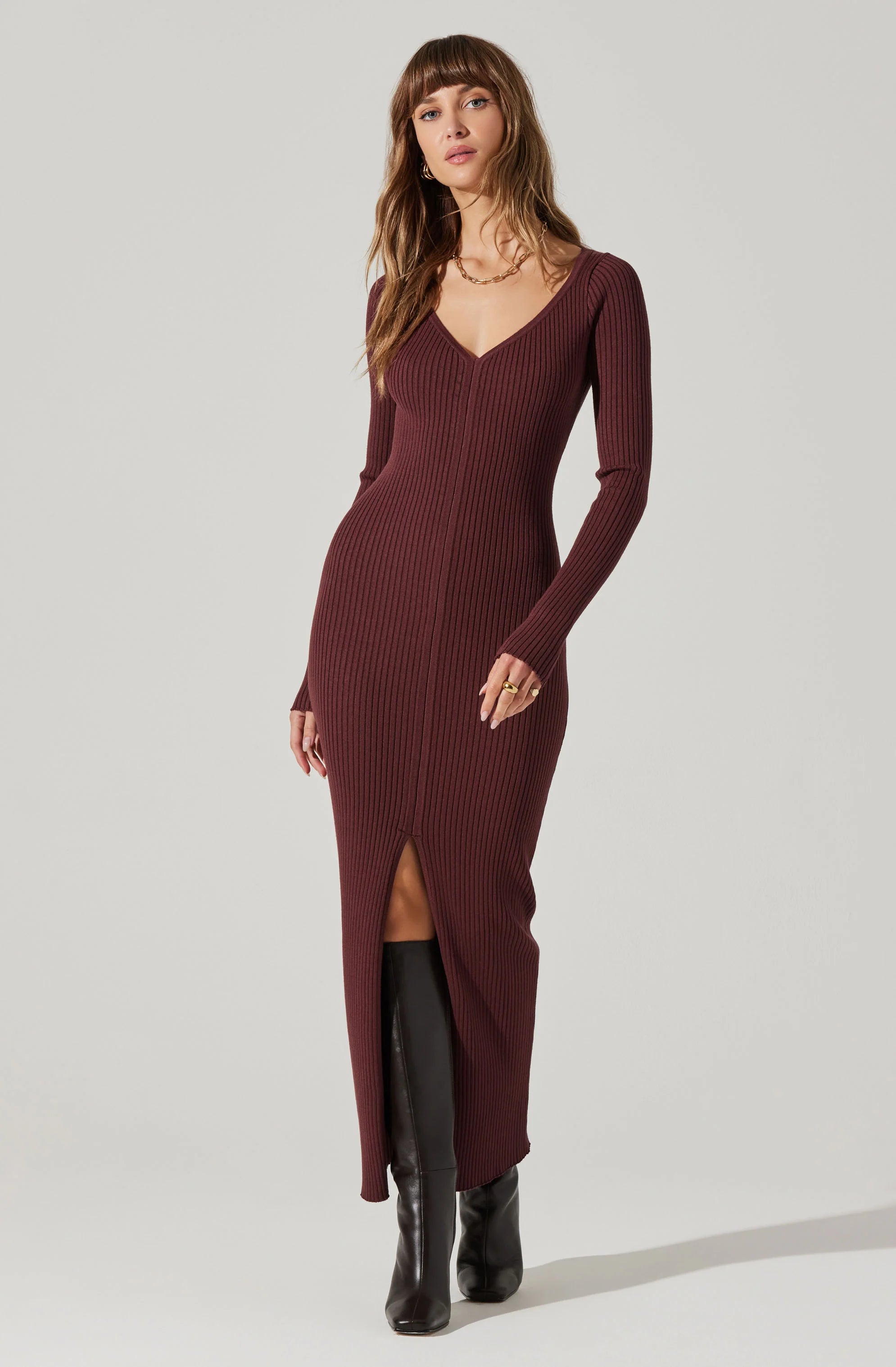 Maureen V-Neck Maxi Sweater Dress MULBERRY