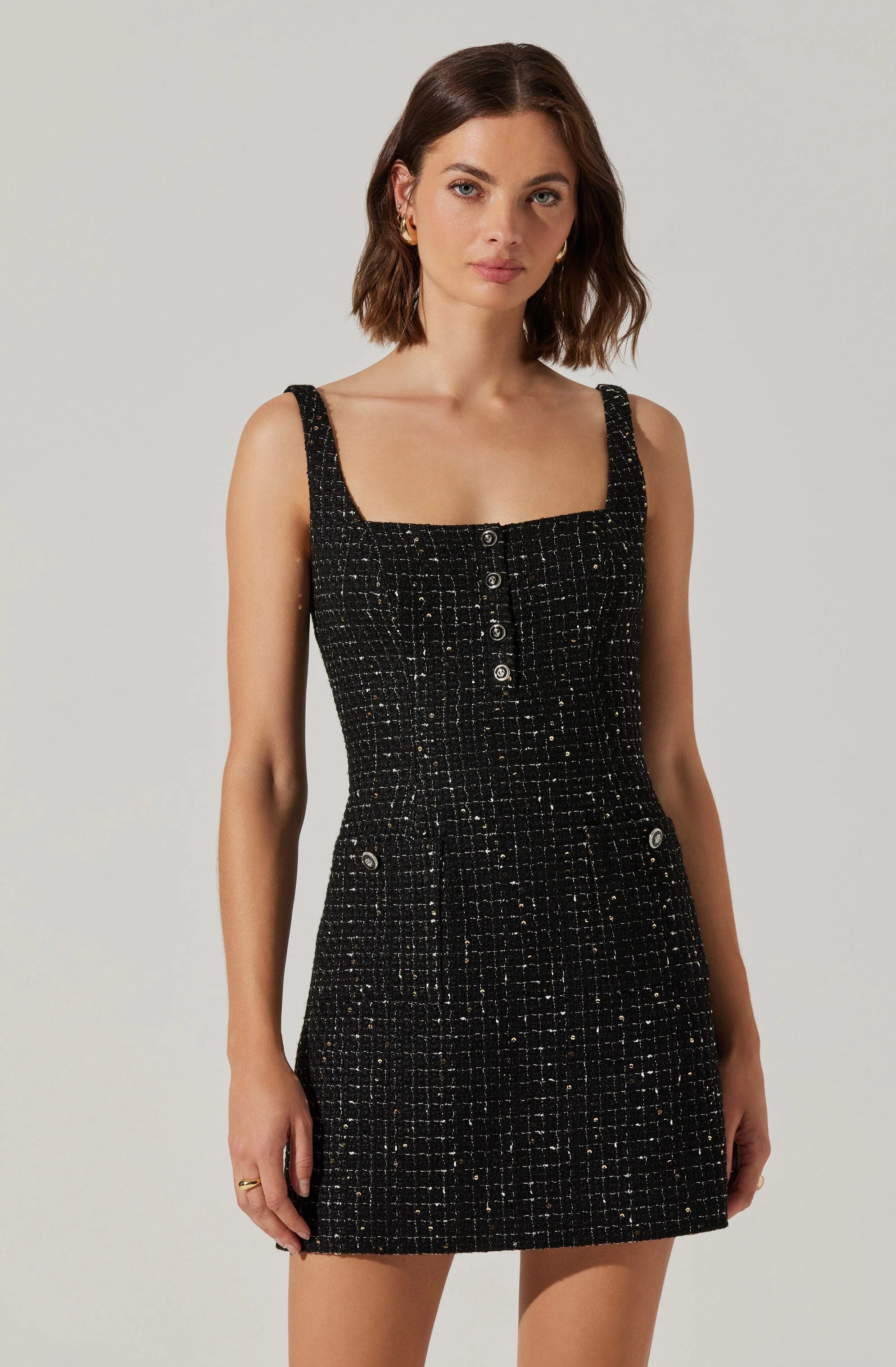 Zélie Tweed Mini Dress BLACK