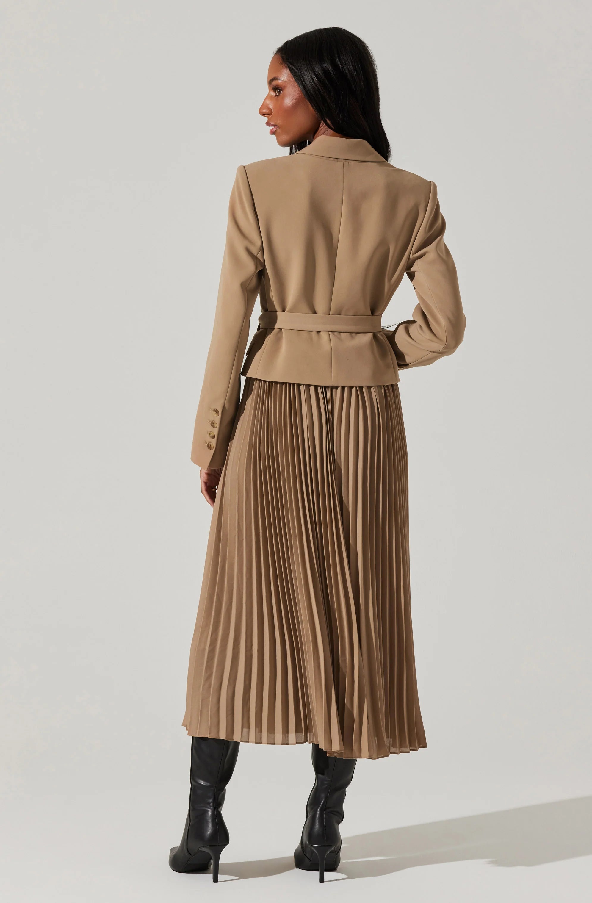 Séraphine Mixed Media Wrap Dress CAMEL