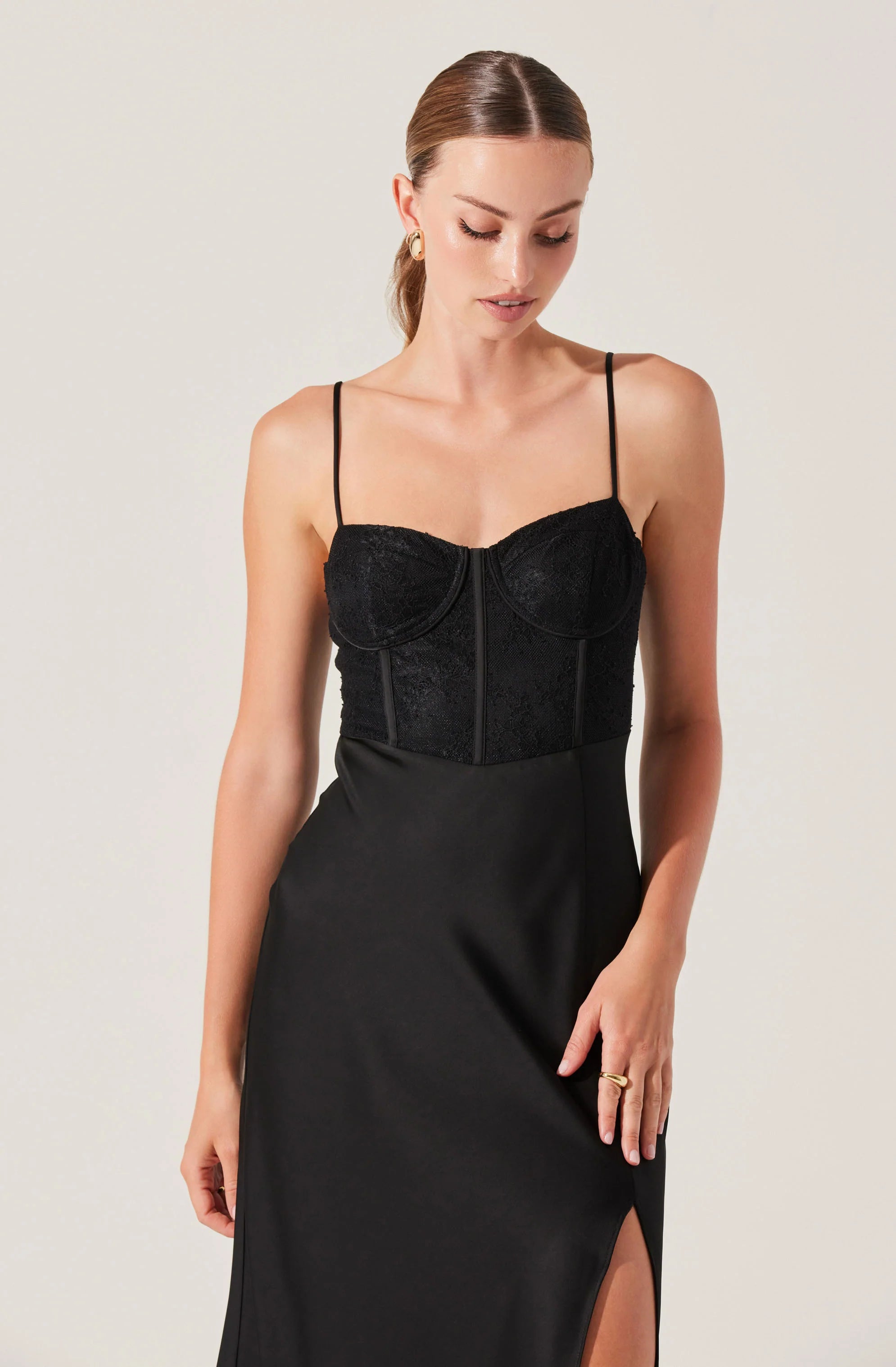 Agathe Bustier Midi Dress BLACK