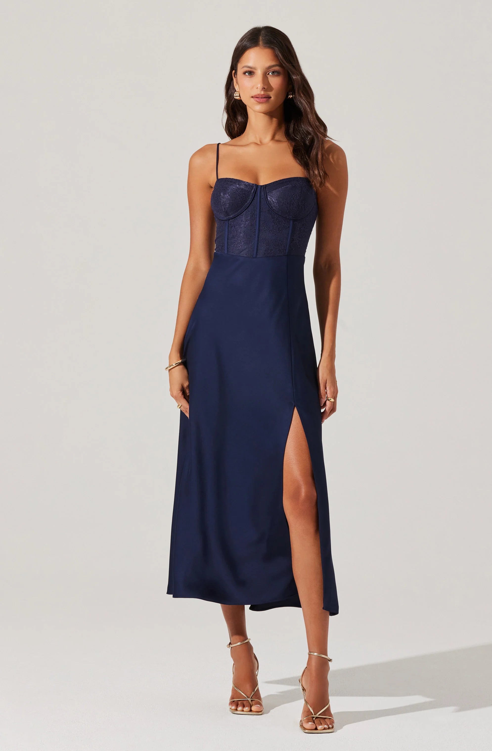 Agathe Bustier Midi Dress NAVY