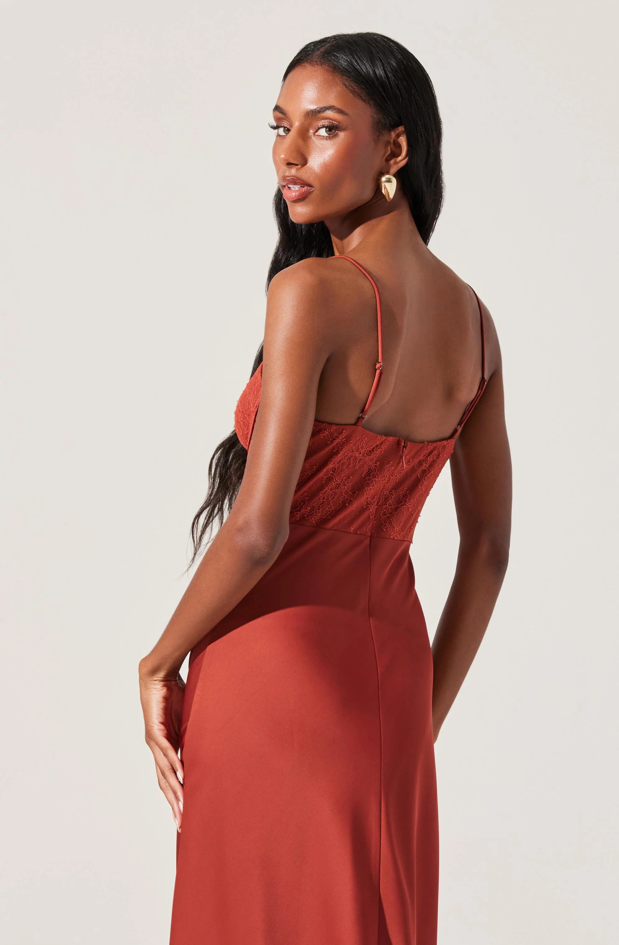 Agathe Bustier Midi Dress RUST