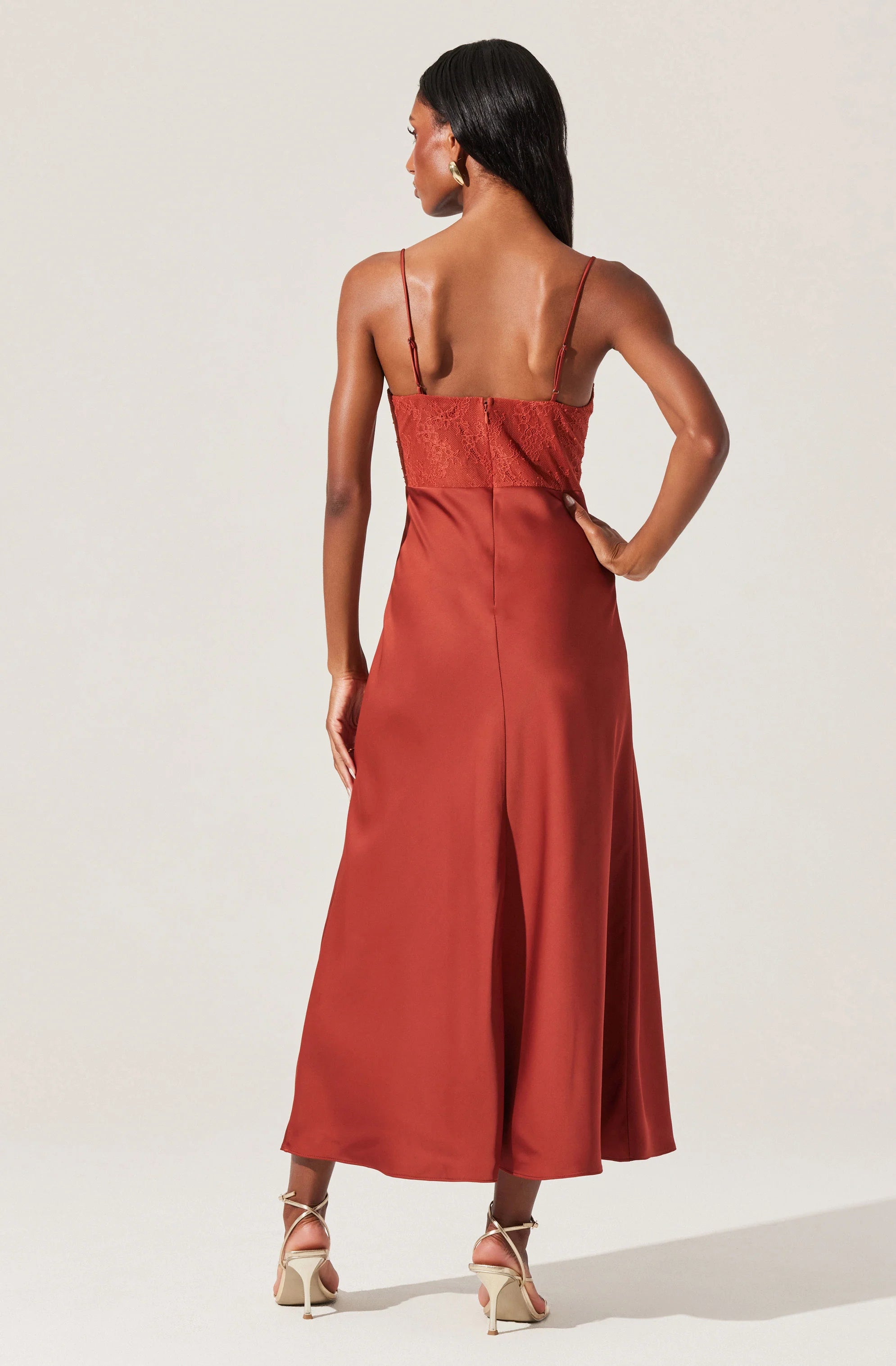 Agathe Bustier Midi Dress RUST