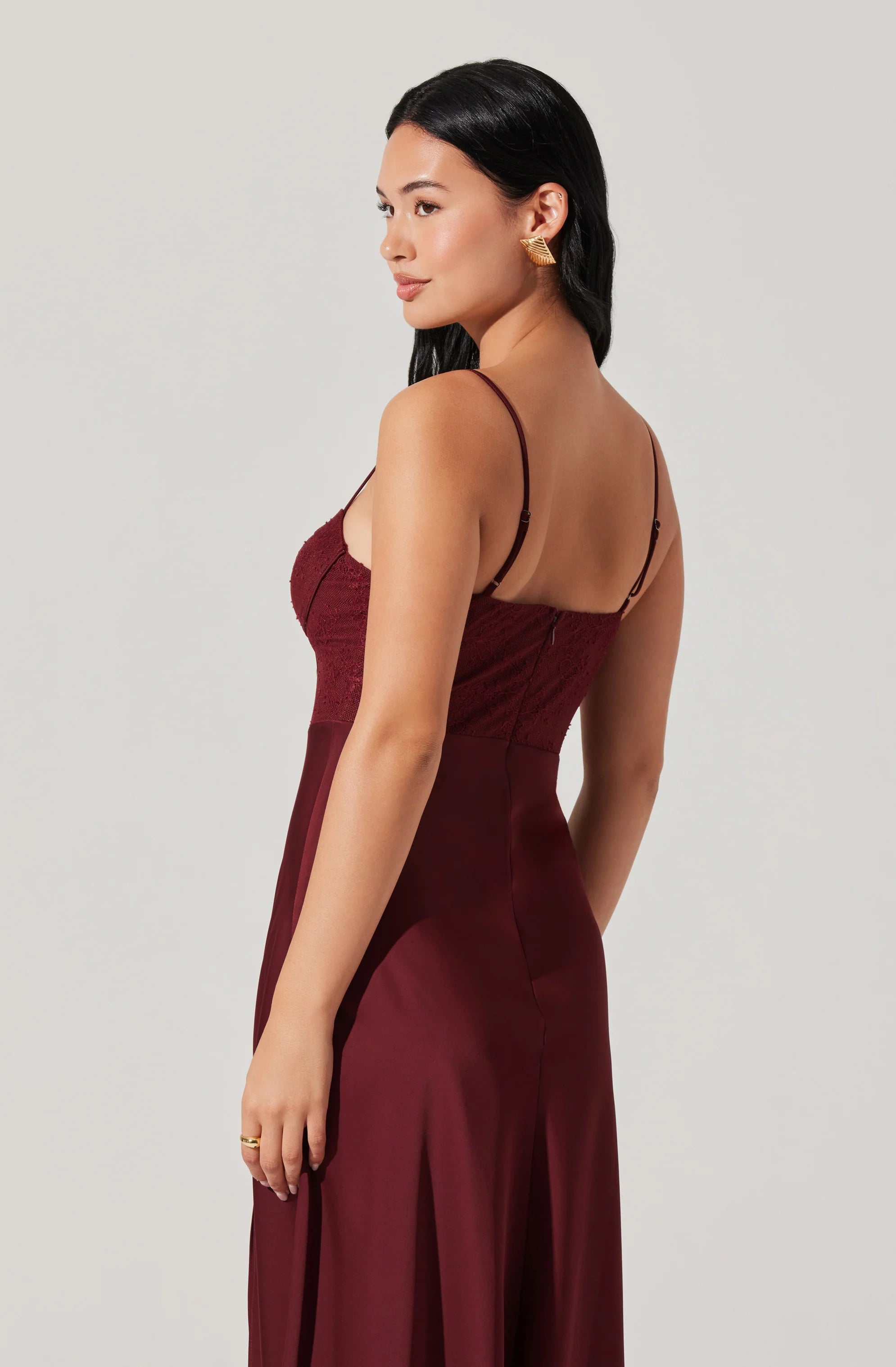 Agathe Bustier Midi Dress WINE