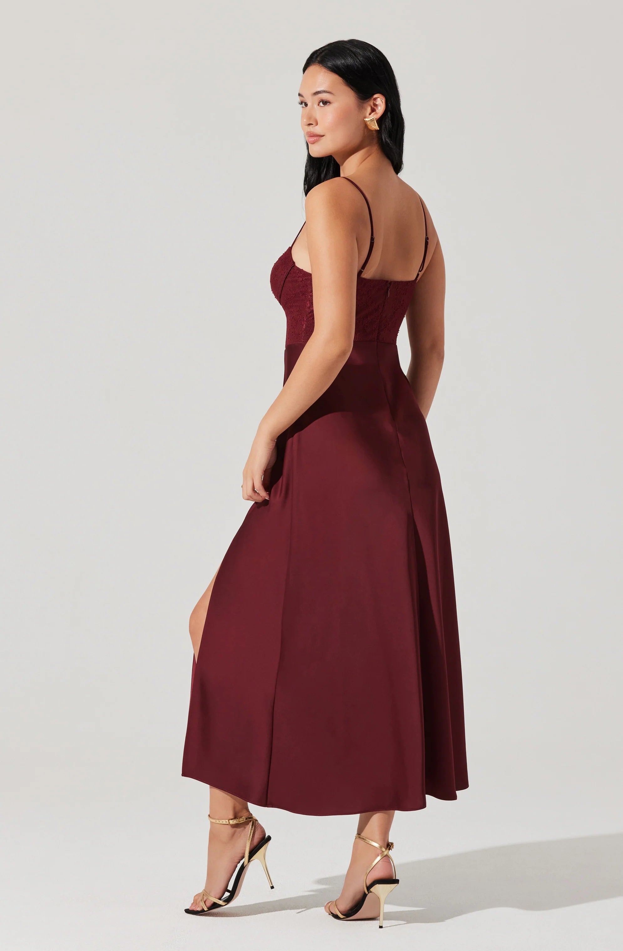 Agathe Bustier Midi Dress WINE