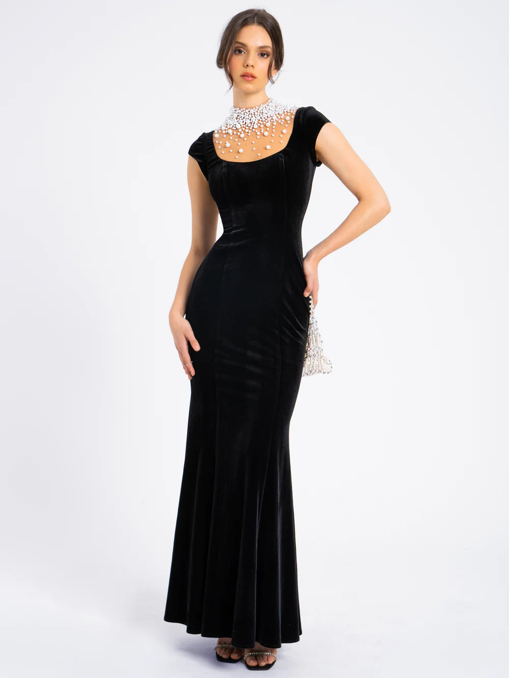 Jane Black Velvet Pearl Gown