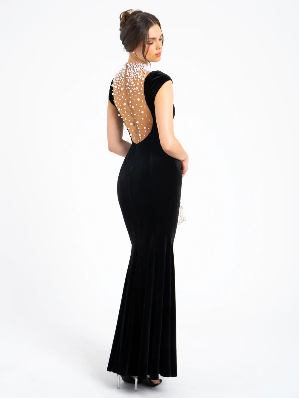 Jane Black Velvet Pearl Gown