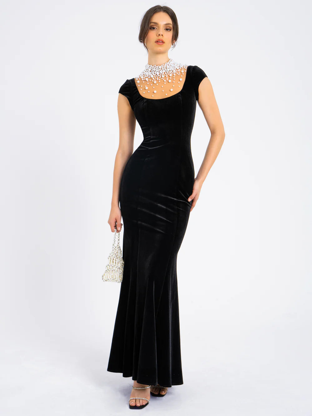 Jane Black Velvet Pearl Gown