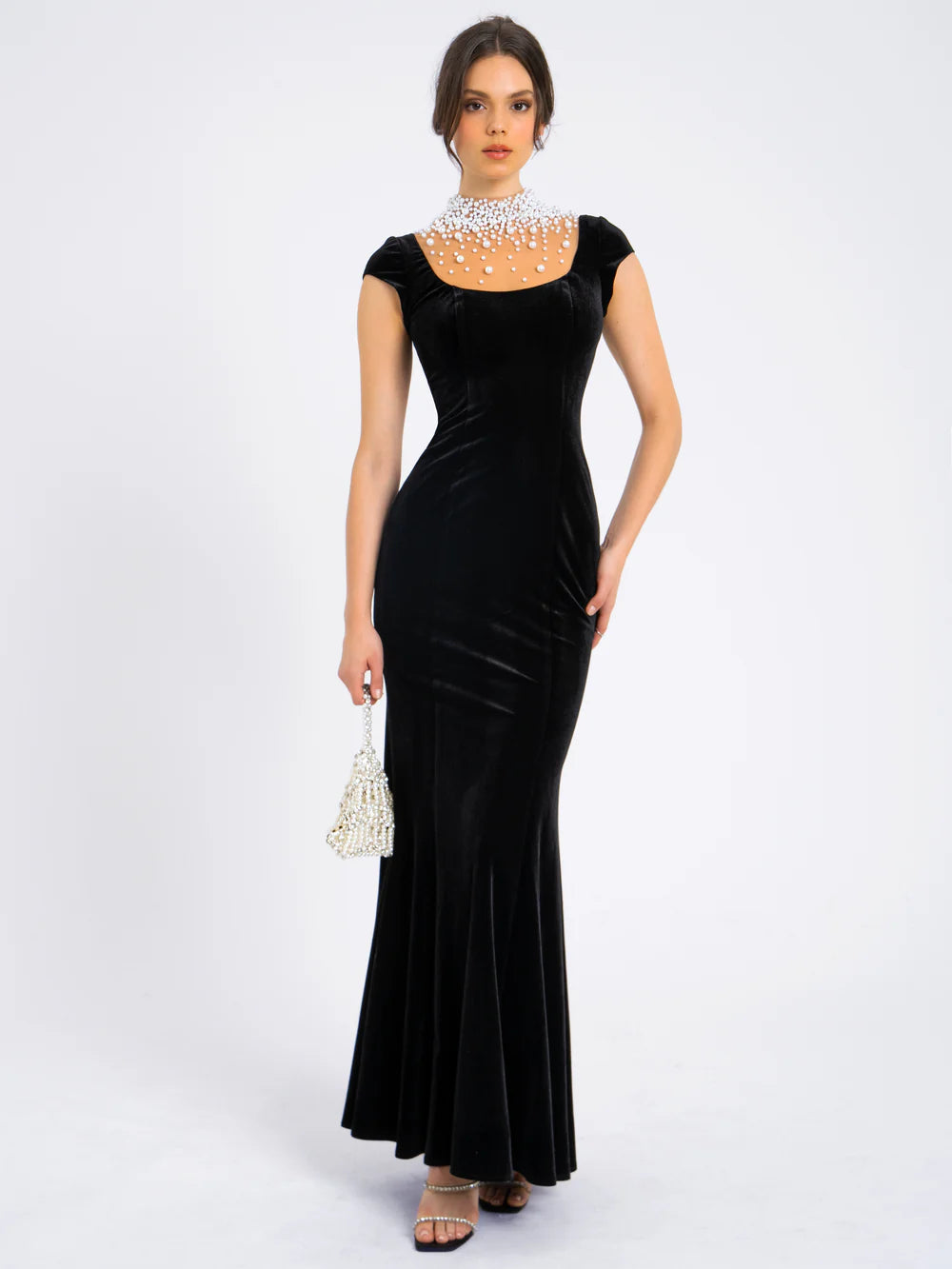 Jane Black Velvet Pearl Gown