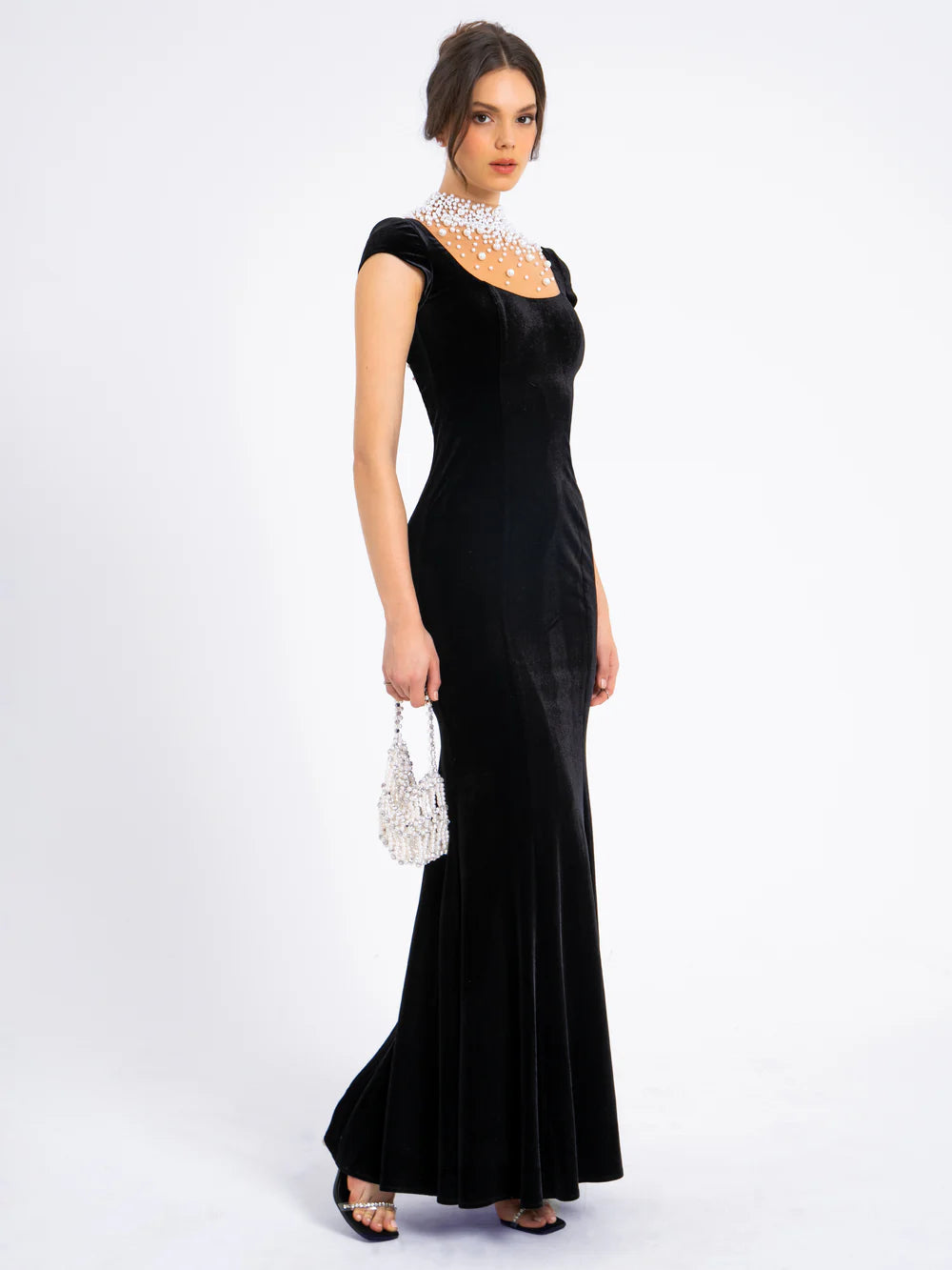 Jane Black Velvet Pearl Gown