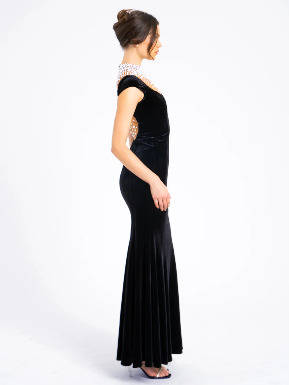 Jane Black Velvet Pearl Gown