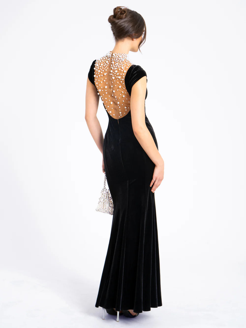 Jane Black Velvet Pearl Gown