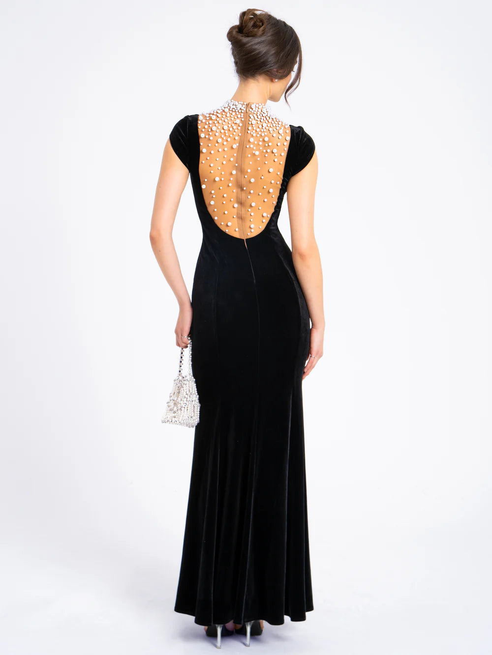 Jane Black Velvet Pearl Gown