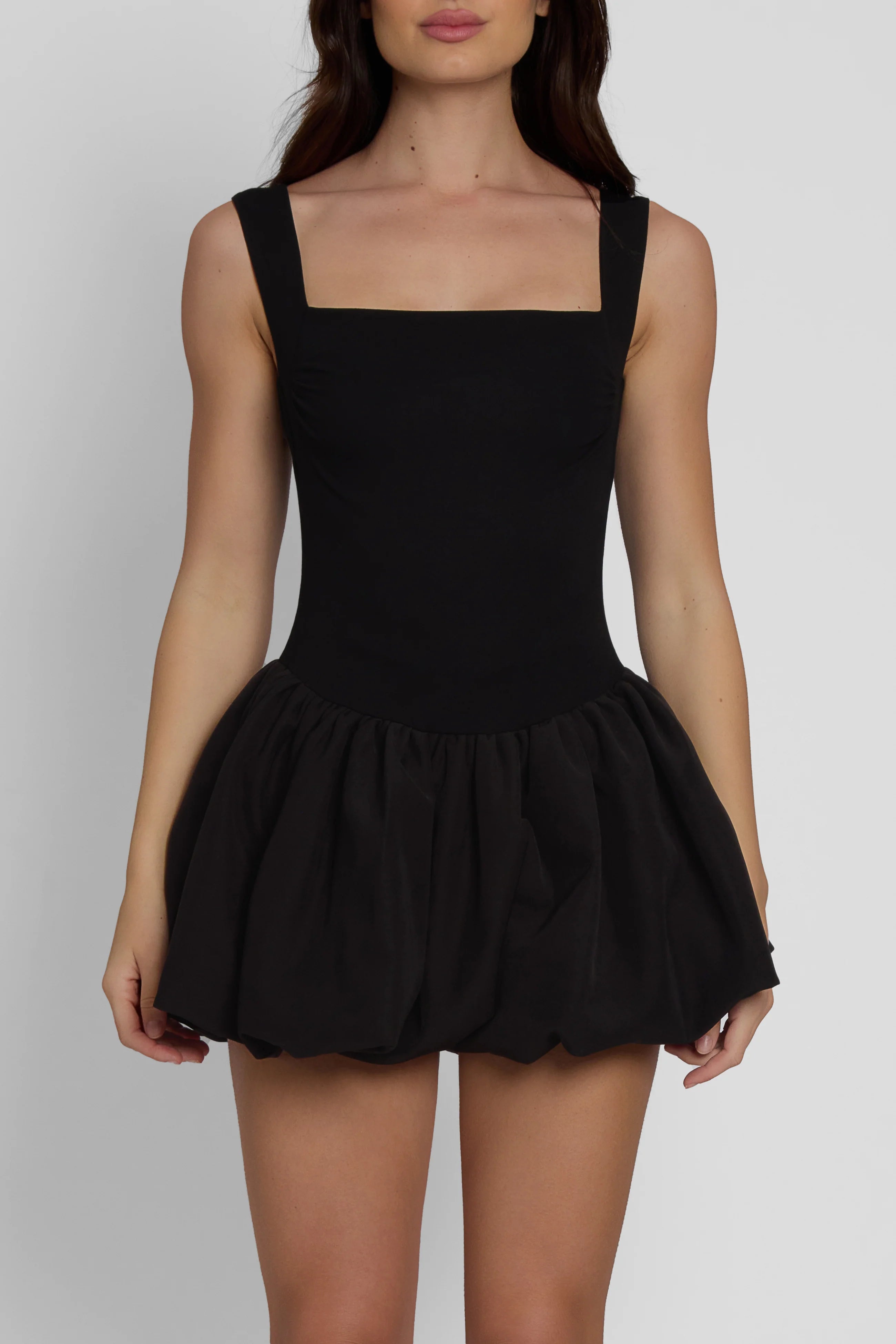 VIOLETTE BUBBLE KNIT MINI DRESS - BLACK