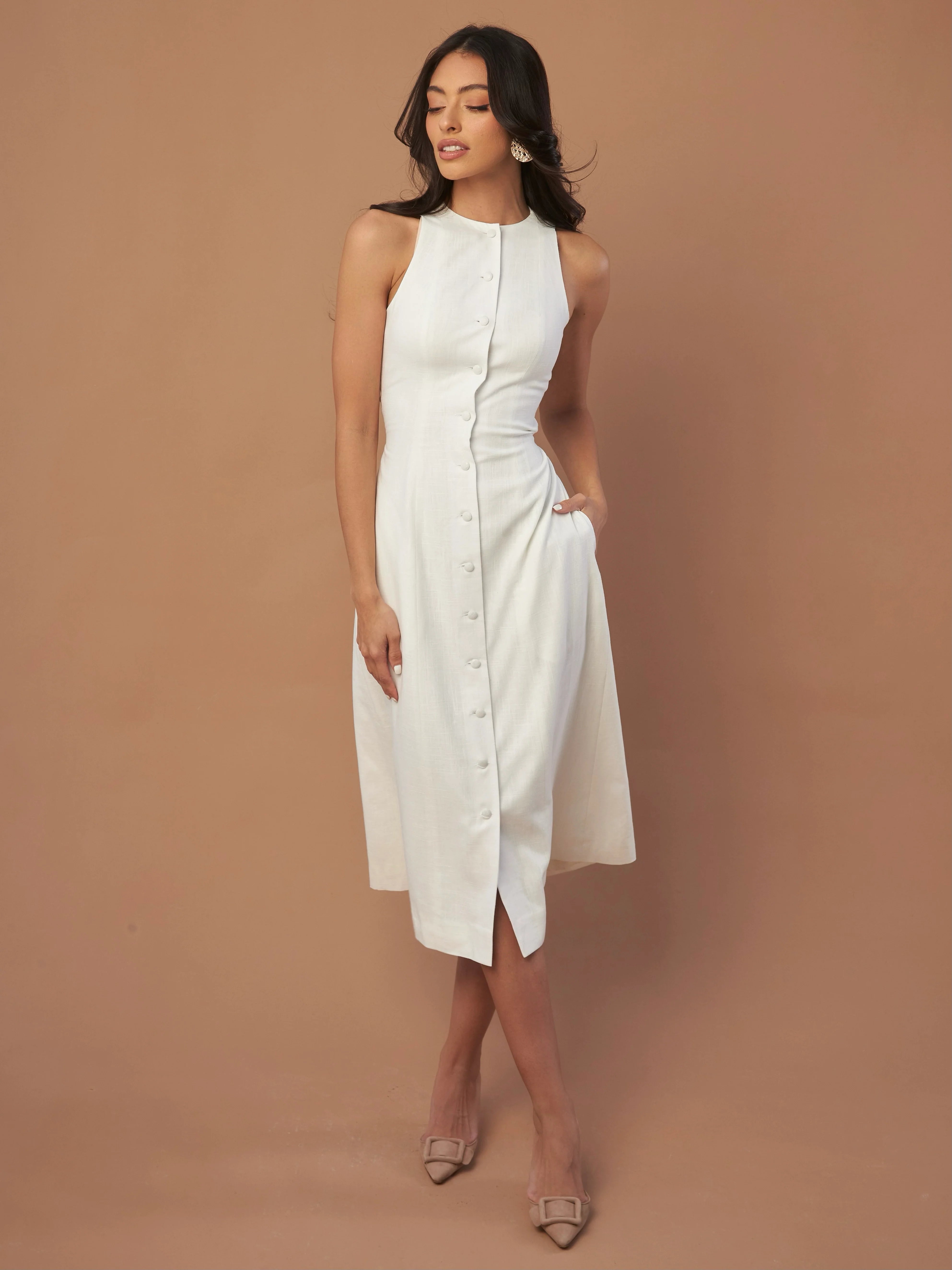 Étoile Linen Dress White