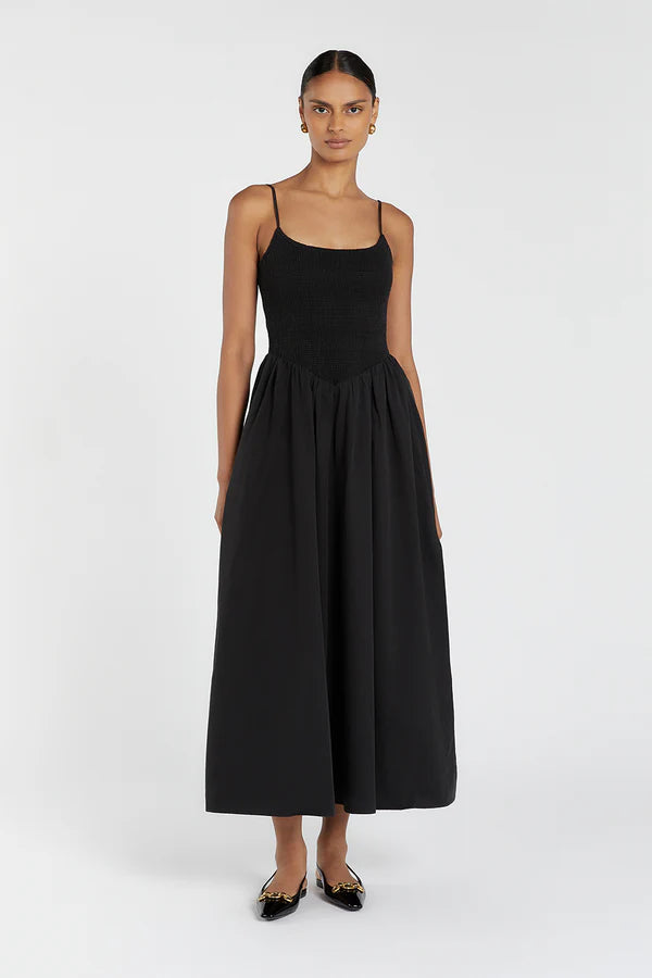 Serenella Cotton Midi Dress BLACK