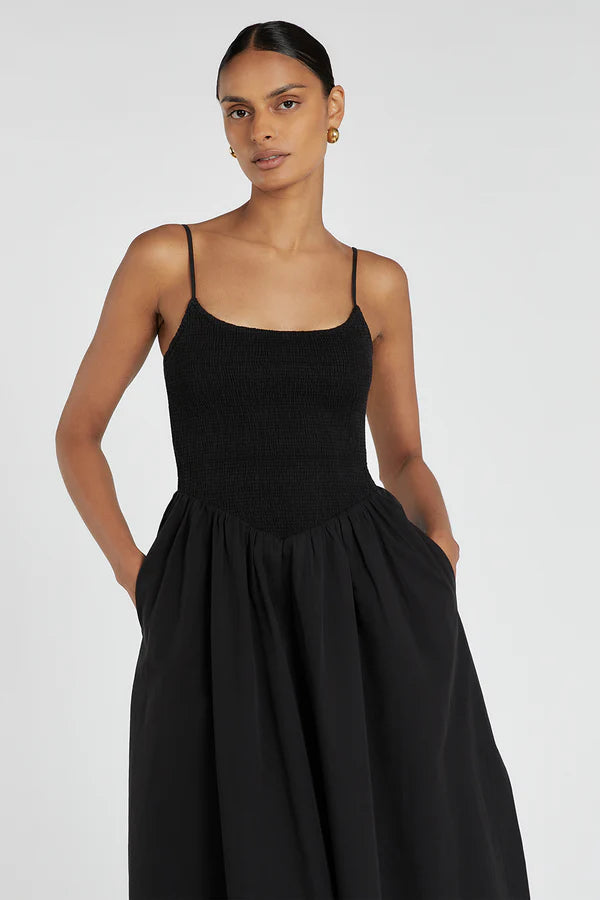 Serenella Cotton Midi Dress BLACK