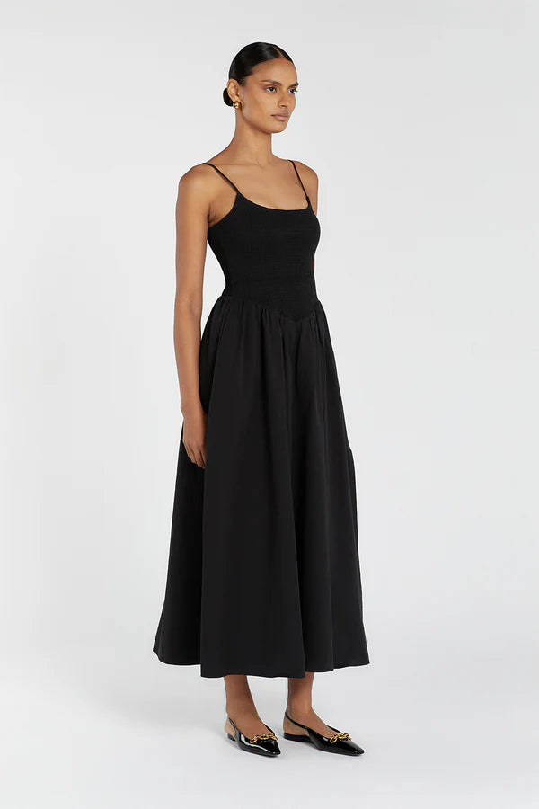 Serenella Cotton Midi Dress BLACK