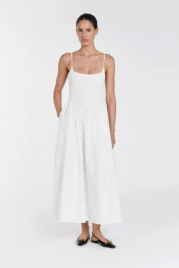 Serenella Cotton Midi Dress WHITE