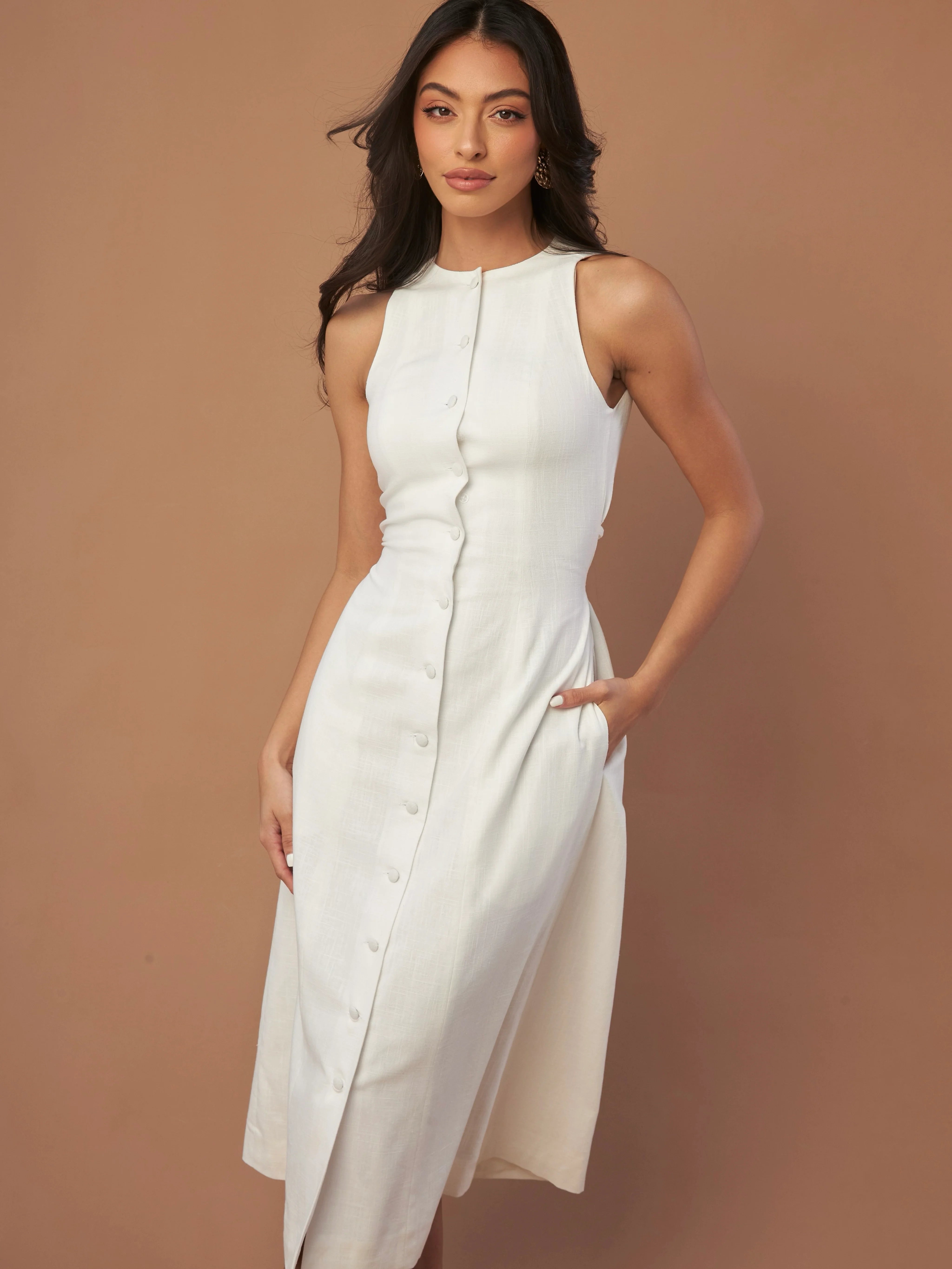 Étoile Linen Dress White