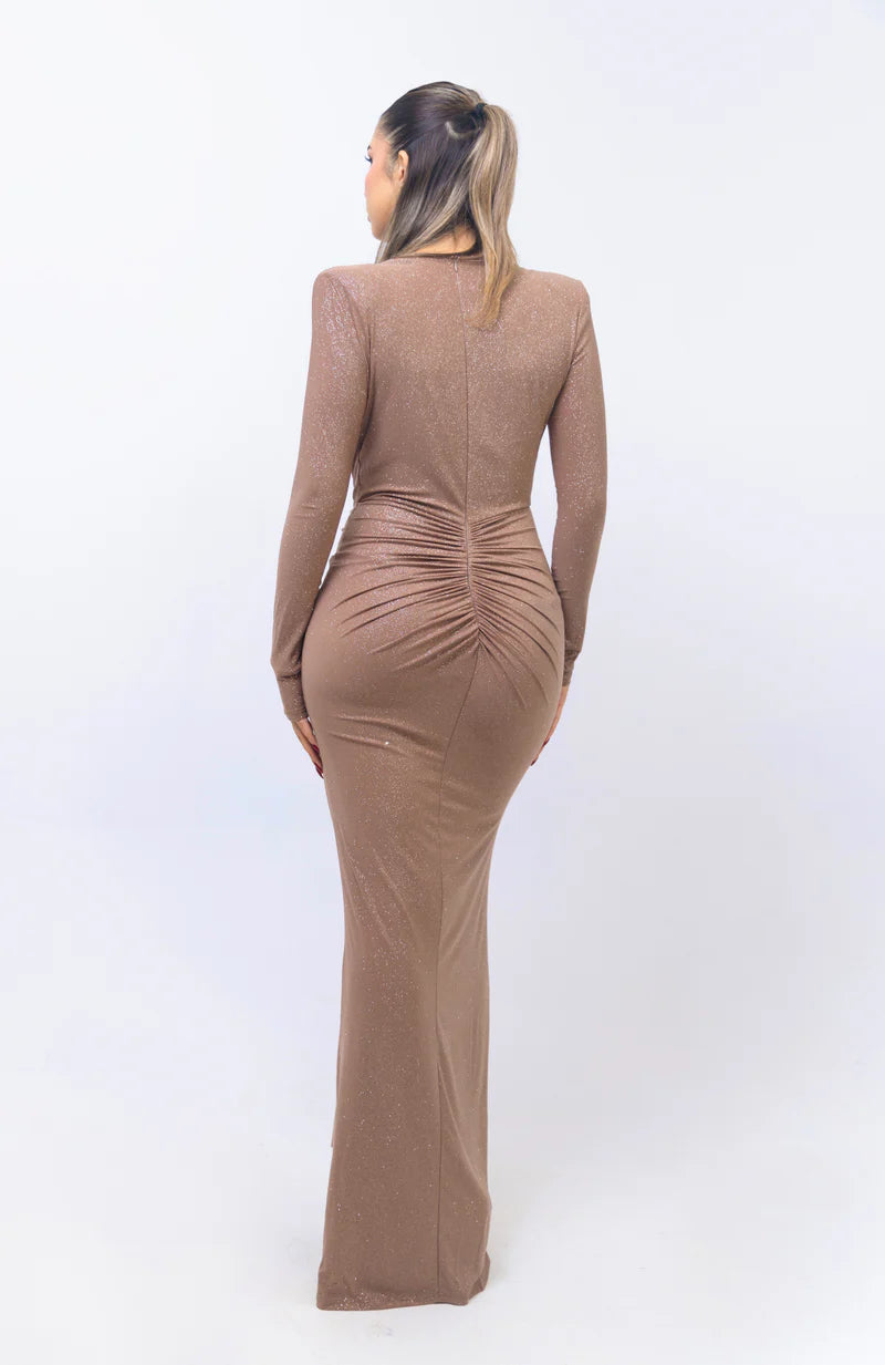 Reine Maxi Glitter Dress MOCHA