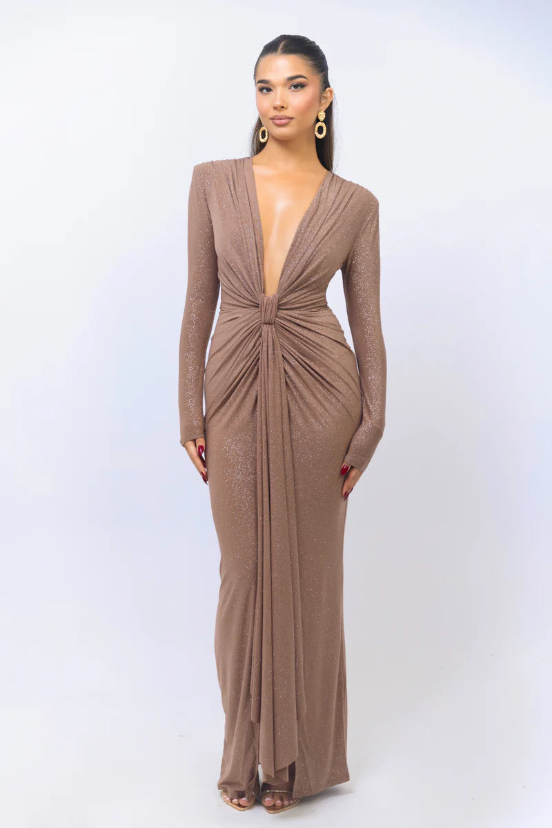 Reine Maxi Glitter Dress MOCHA