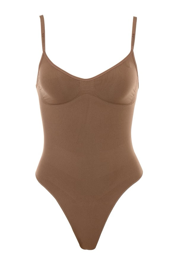 SCULPTING THONG BODYSUIT MOCHA