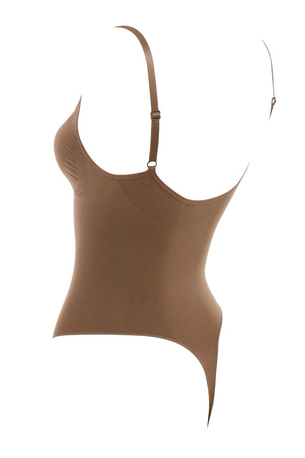 SCULPTING THONG BODYSUIT MOCHA