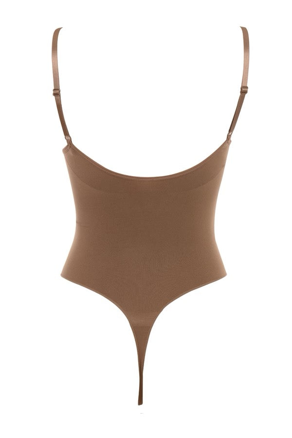 SCULPTING THONG BODYSUIT MOCHA