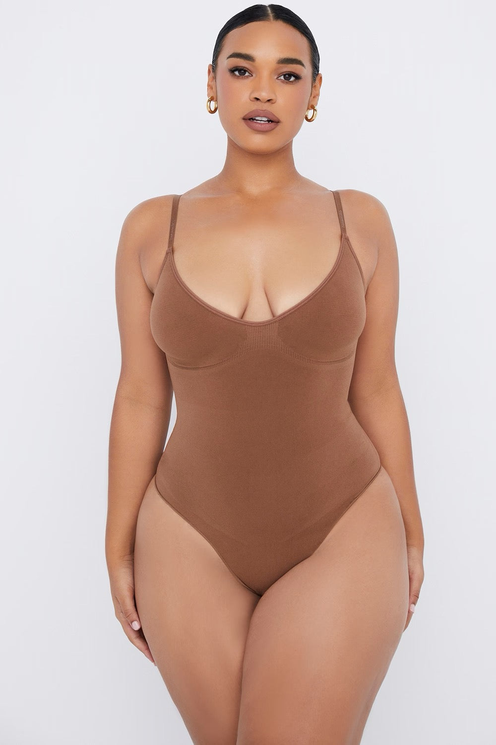 SCULPTING THONG BODYSUIT MOCHA