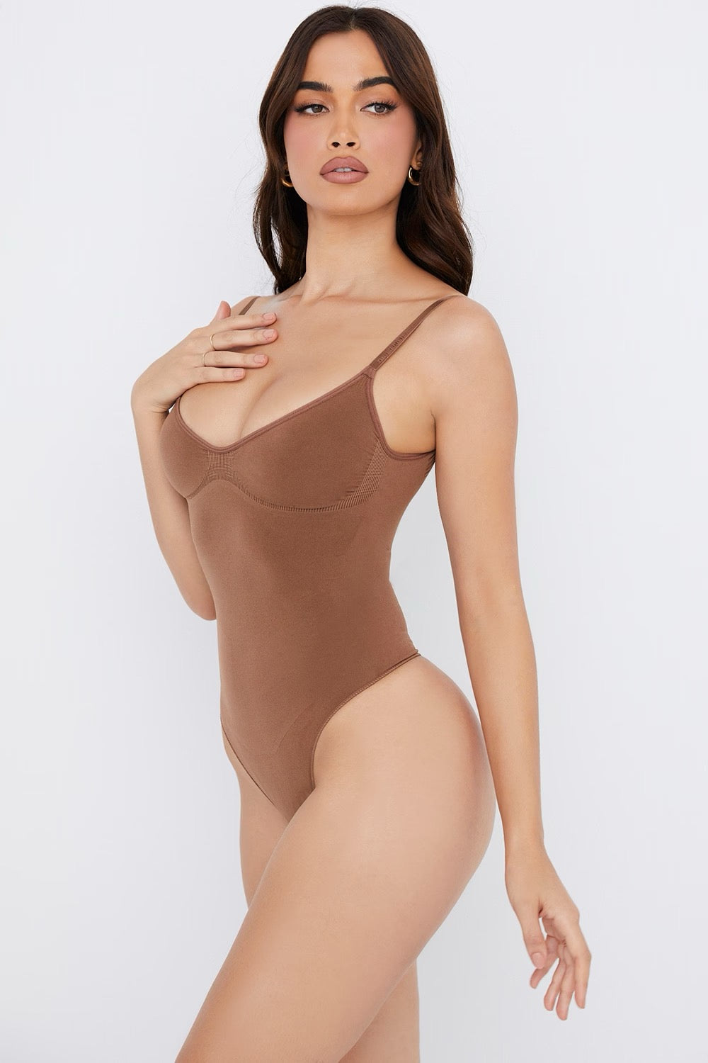 SCULPTING THONG BODYSUIT MOCHA