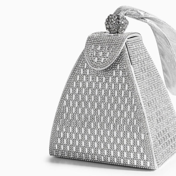 CRYSTAL PYRAMID HANDBAG SILVER