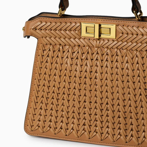 DIONNE WOVEN HANDBAG BROWN